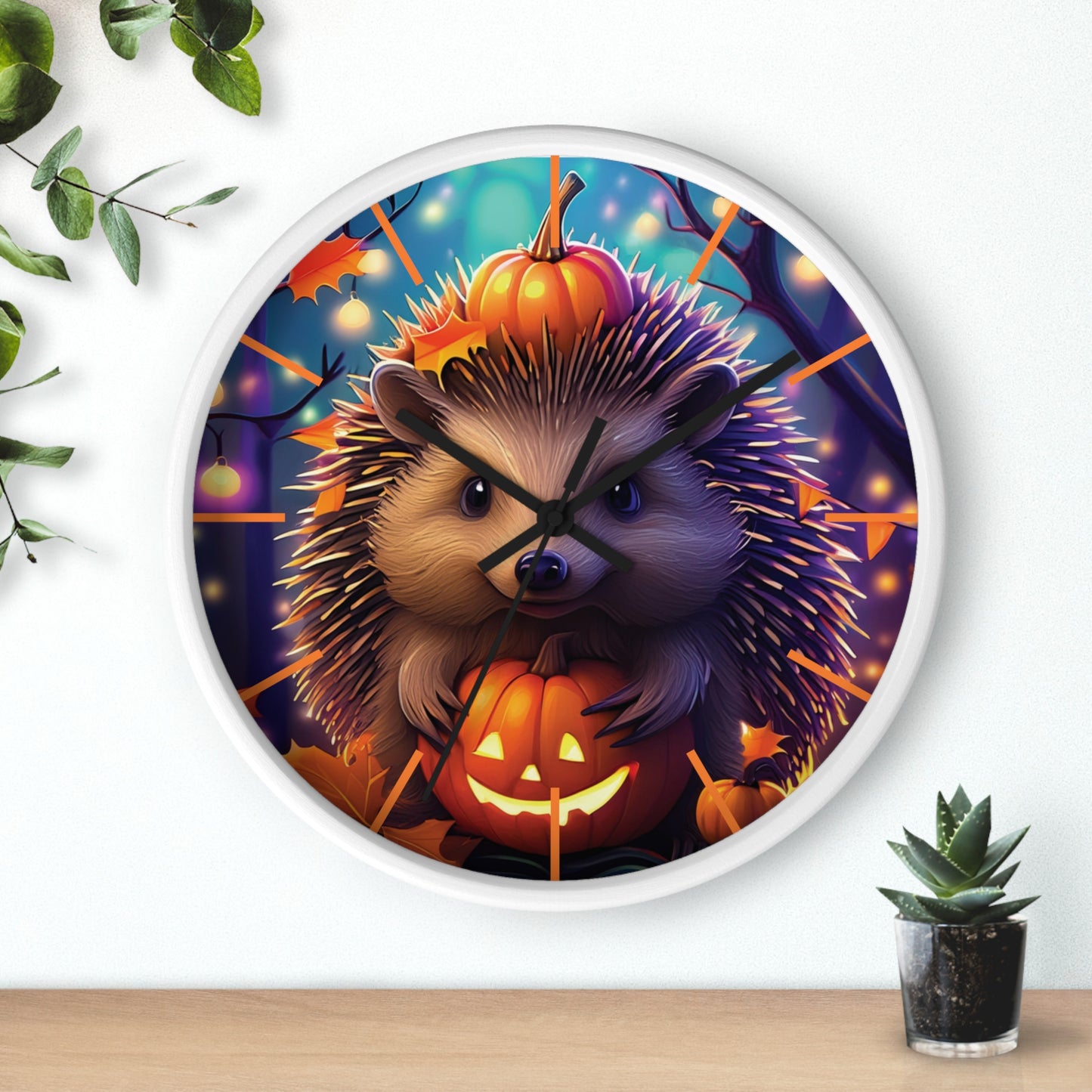 Halloween Hedgehog Wall Clock