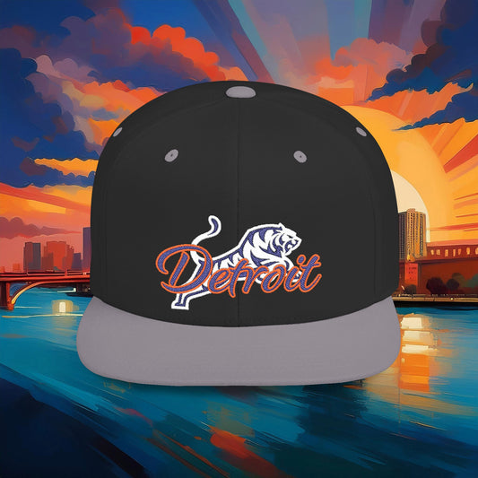 Detroit White Tiger Flat Bill Snapback