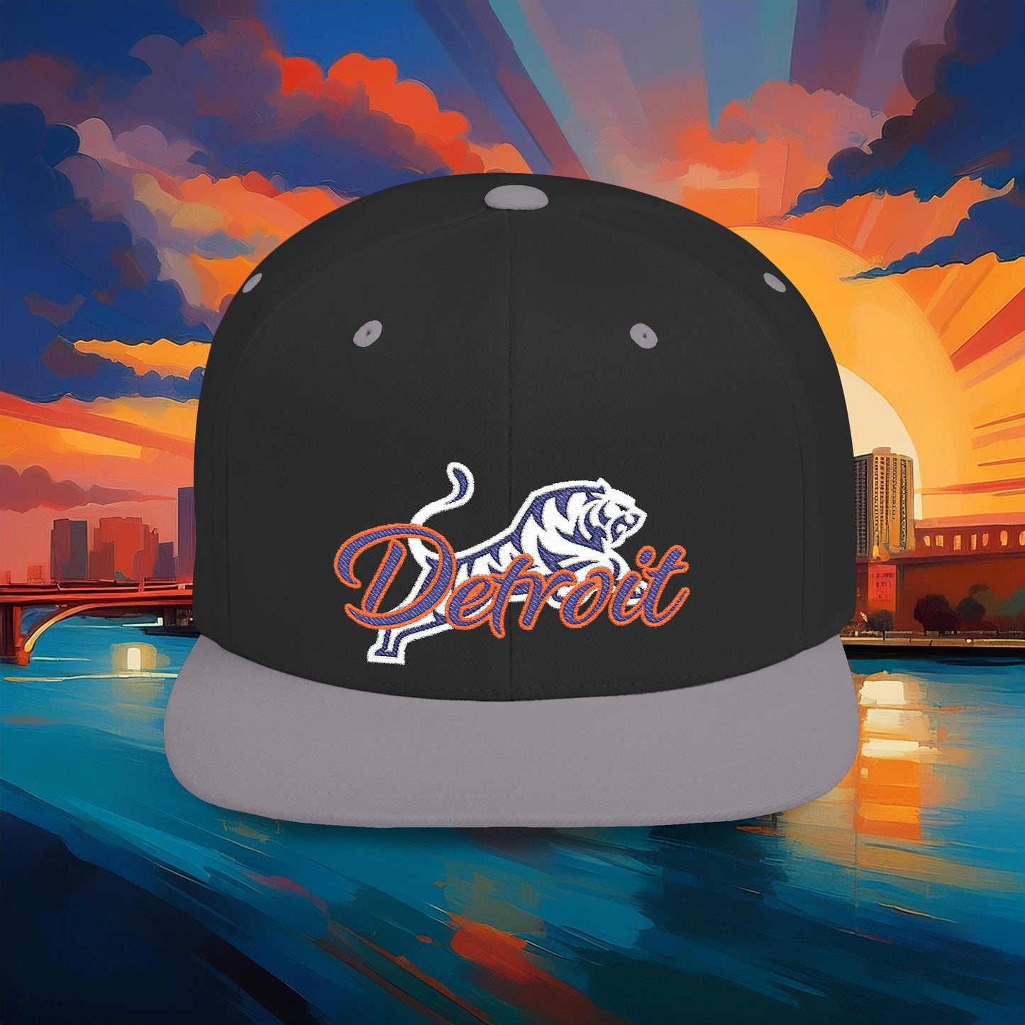 Detroit White Tiger Flat Bill Snapback