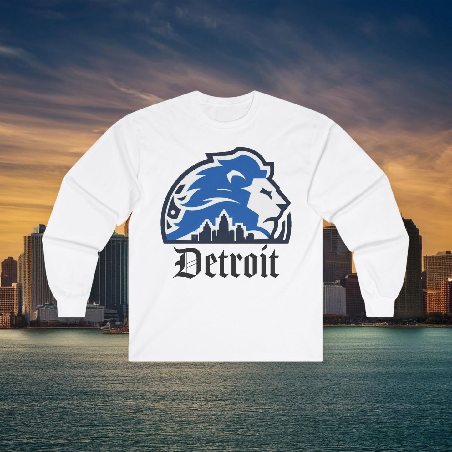 Detroit Football Skyline Long Sleeve Tee