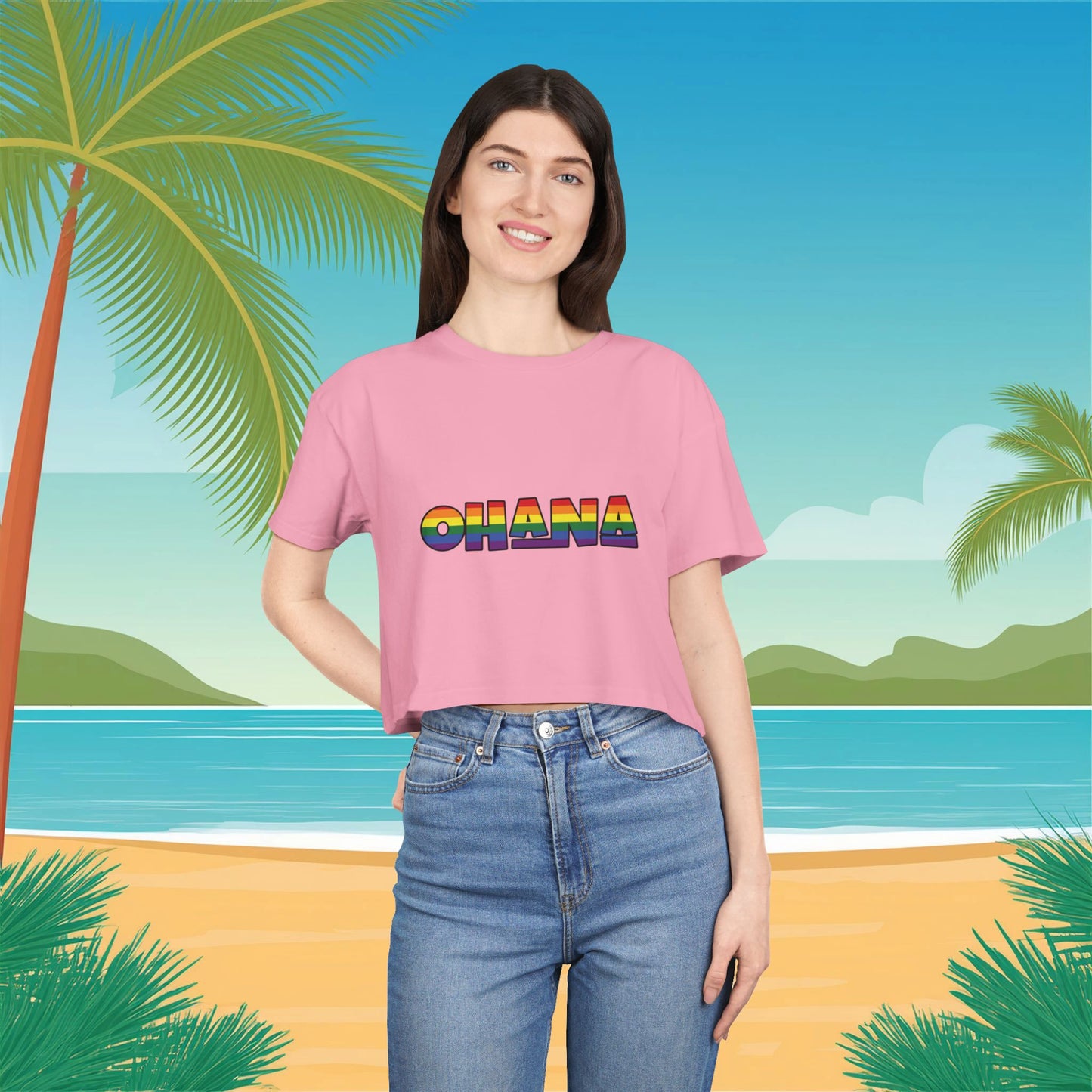 Rainbow Ohana Women's Crop Tee