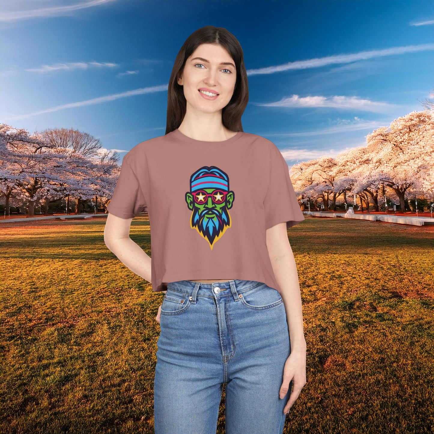 Psychedelic Wizard's Player Women's Crop Tee