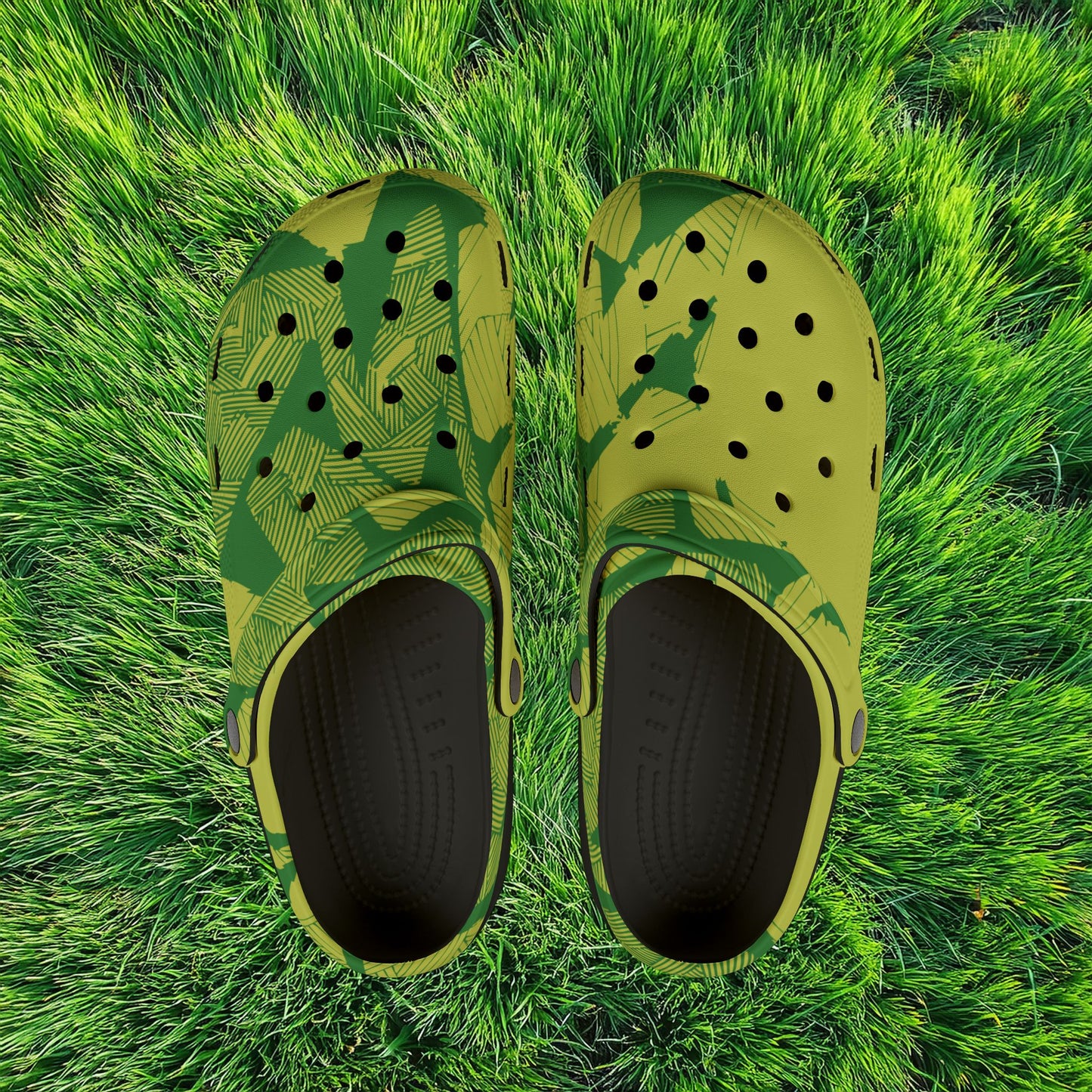 Electric Green and Gold Newcastle Foam Clogs