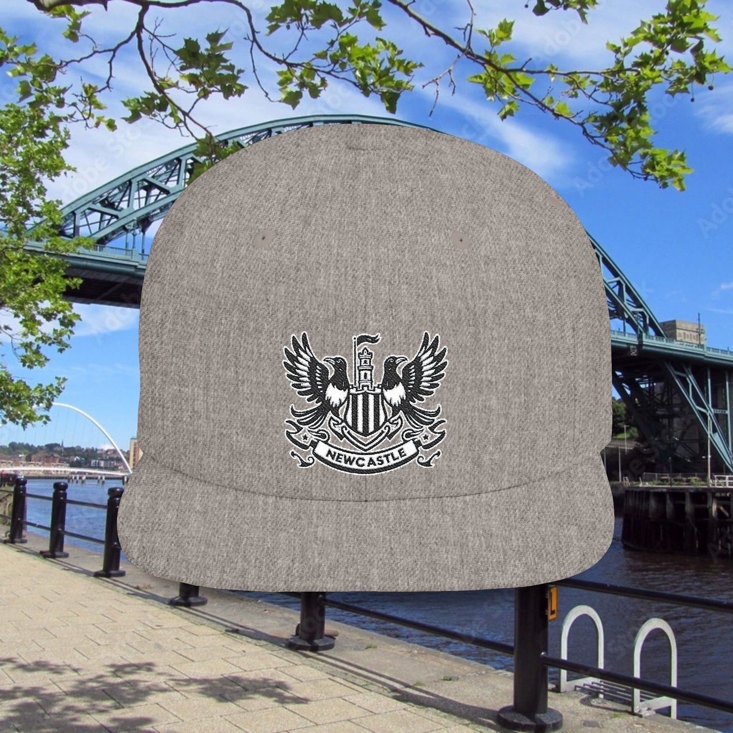 Newcastle United B&W Crest Flat Bill Snapback