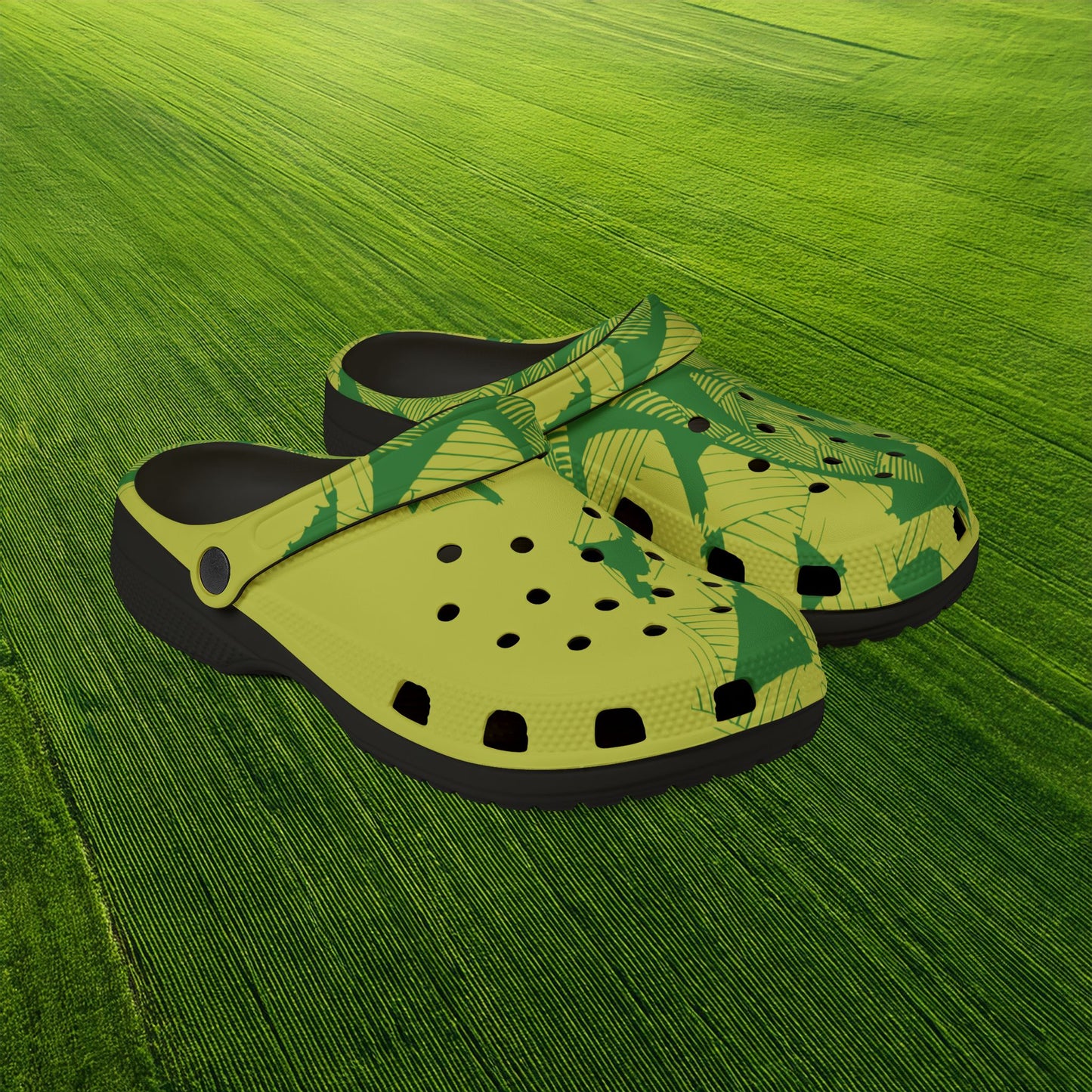 Electric Green and Gold Newcastle Foam Clogs