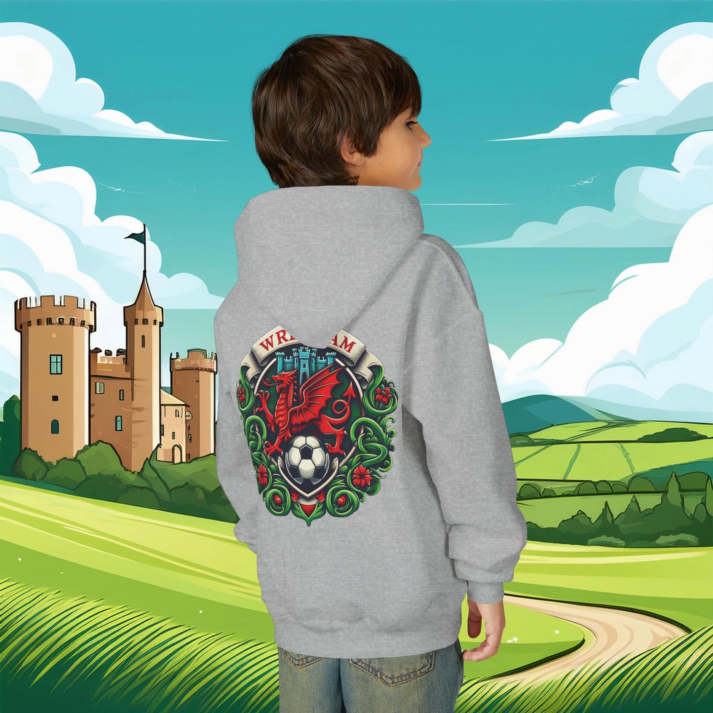Wrexham Crest Dragon Youth Hoodie