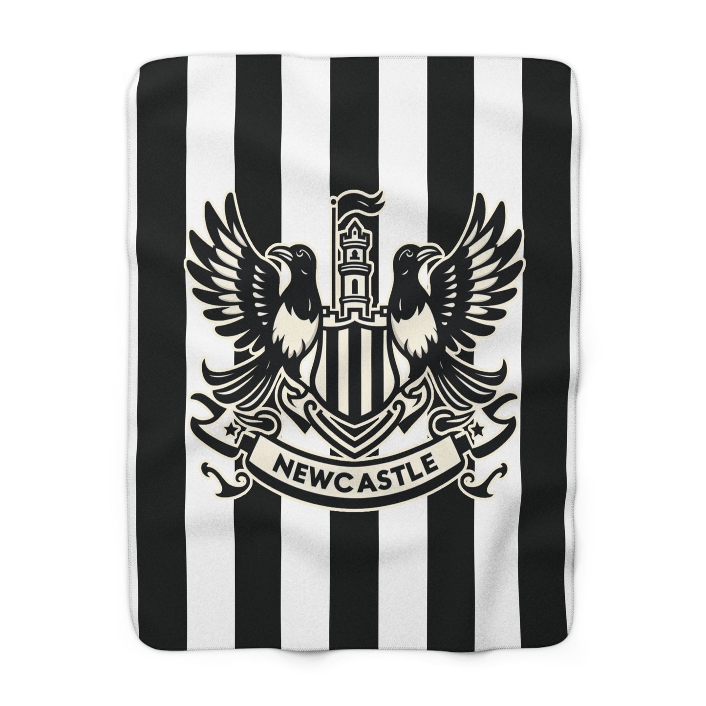 Newcastle United B&W Crest Sherpa Fleece Blanket
