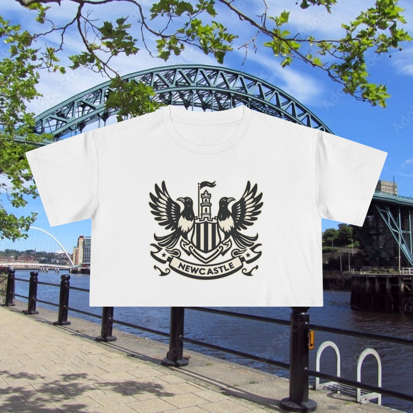 Newcastle United B&W Crest Women's Crop Tee