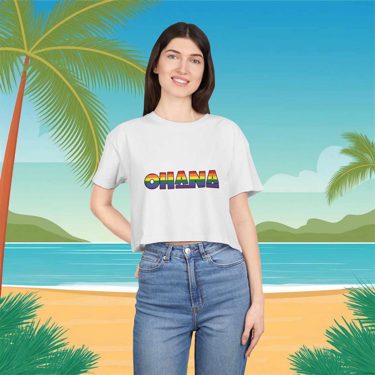 Rainbow Ohana Women's Crop Tee