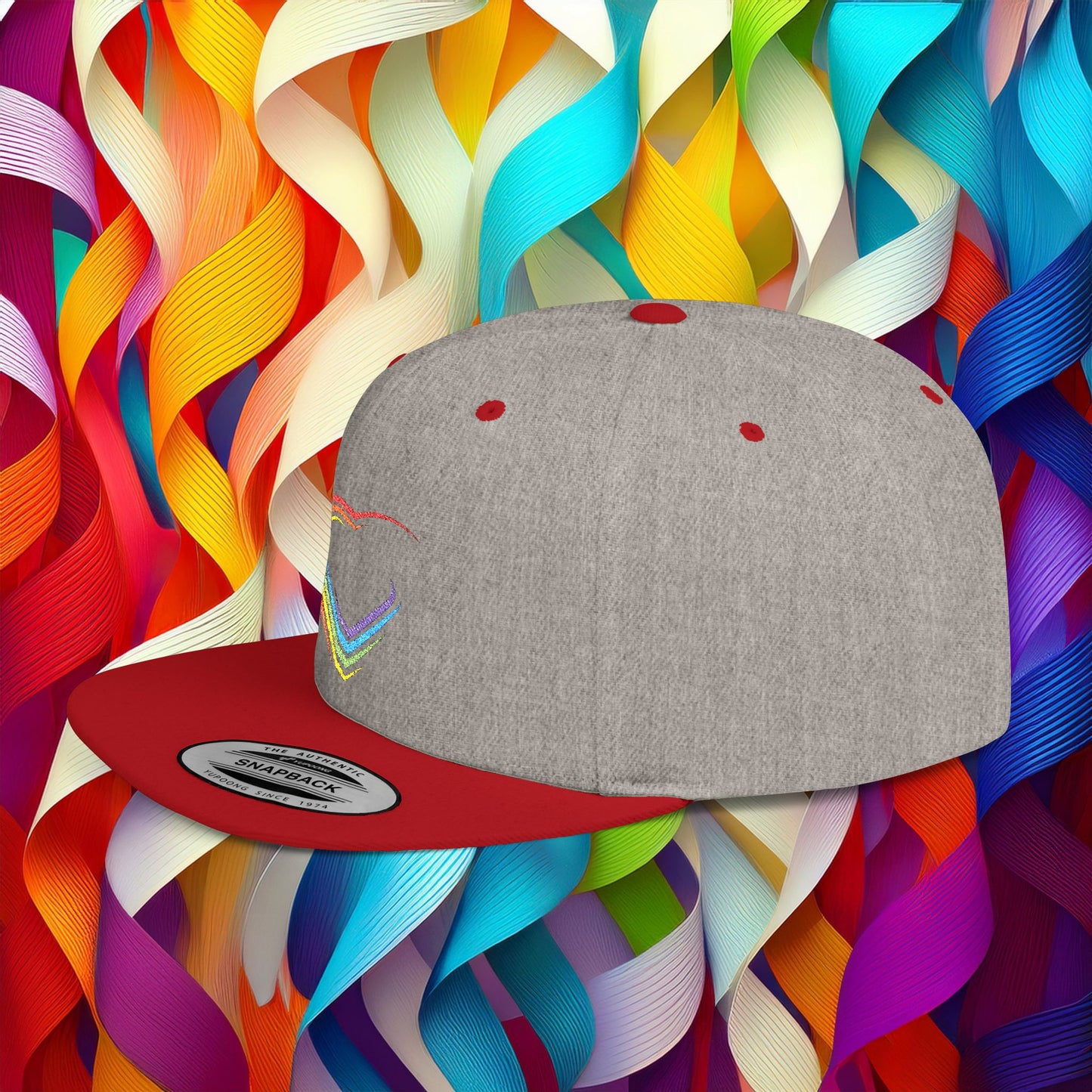 Rainbow Heart Flat Bill Snapback