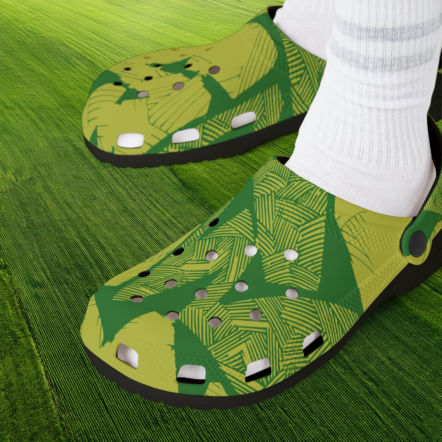 Electric Green and Gold Newcastle Foam Clogs