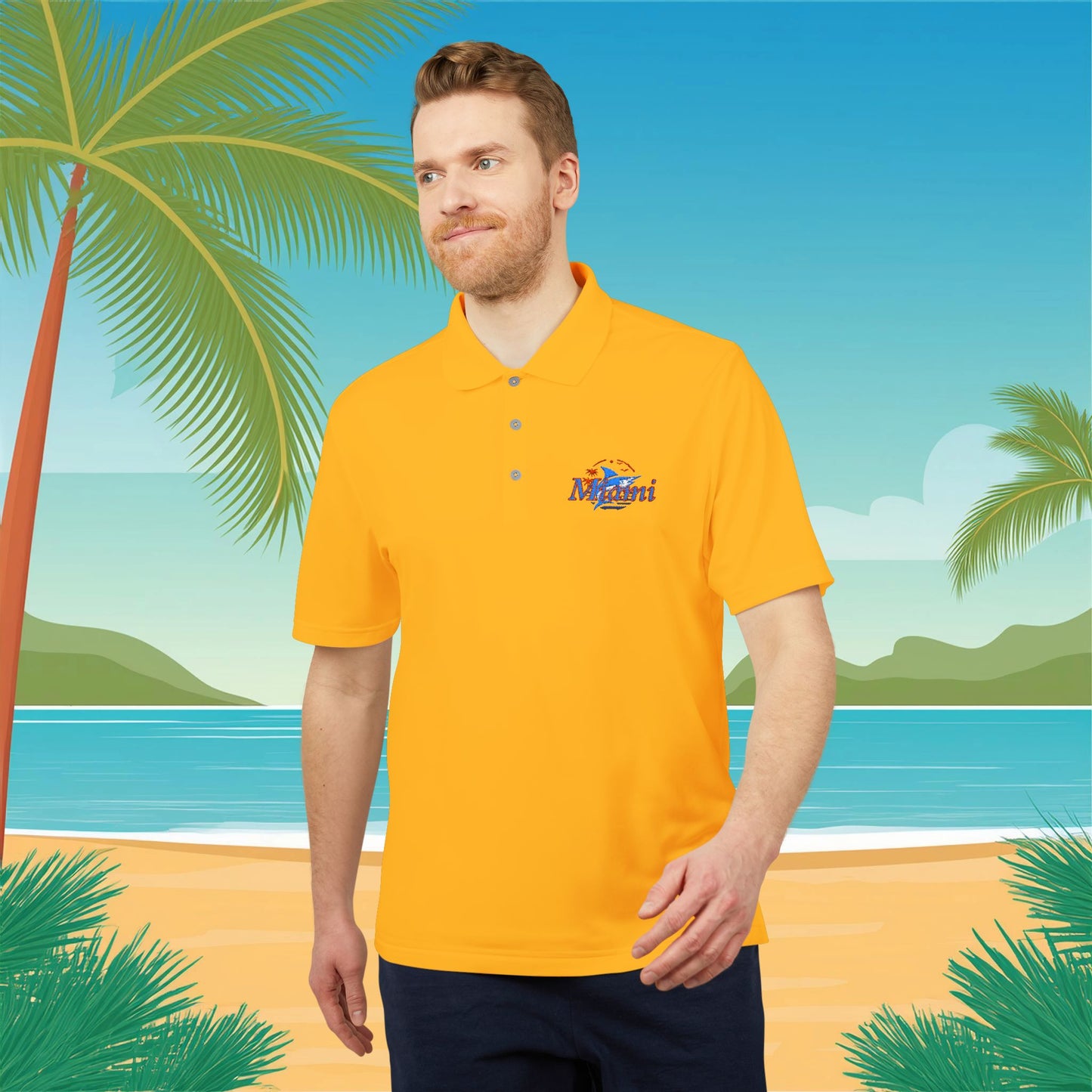 Miami Leaping Marlin adidas Performance Polo