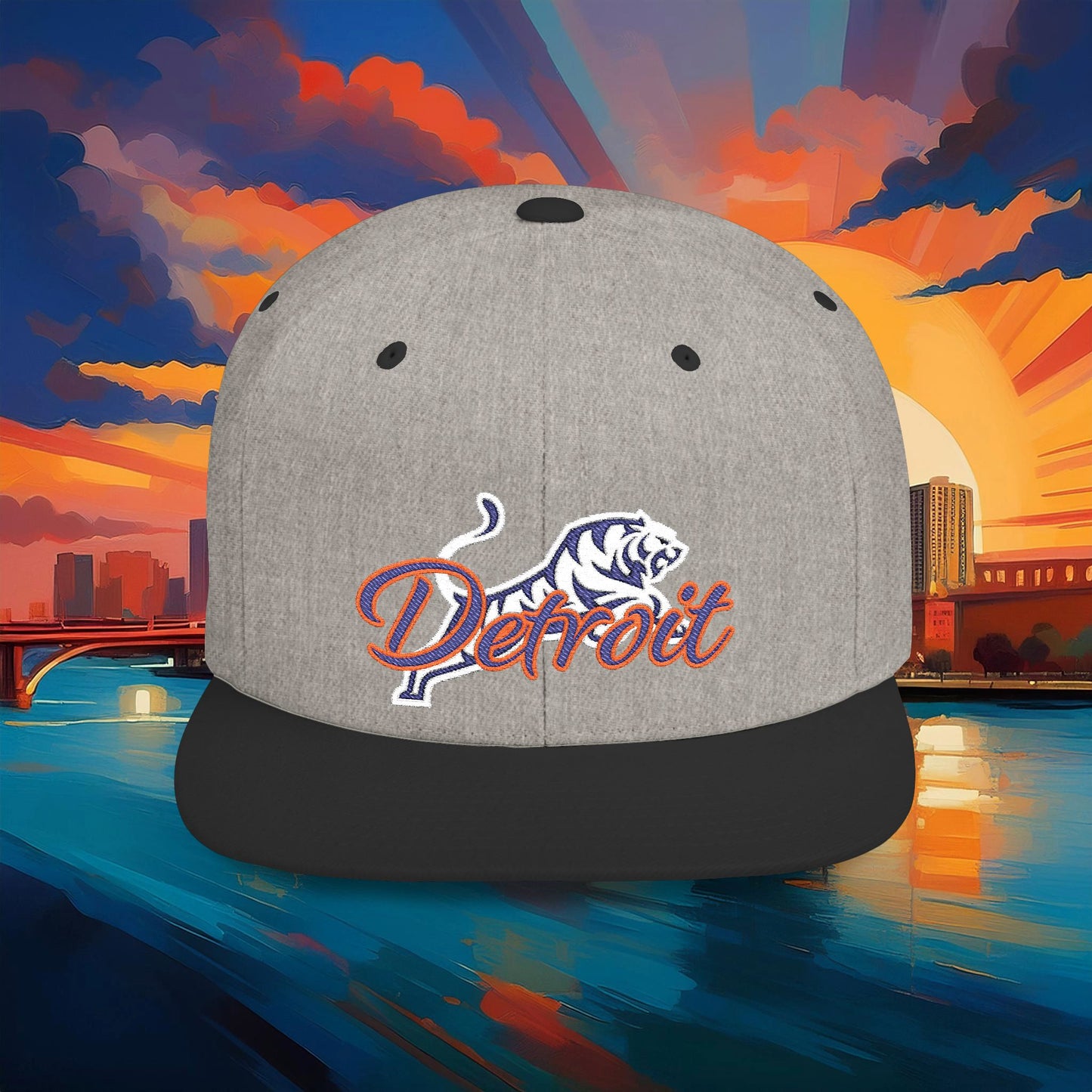 Detroit White Tiger Flat Bill Snapback