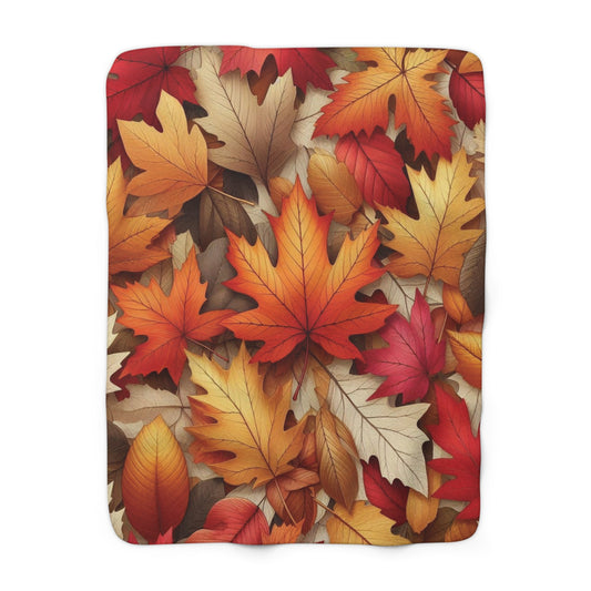 Autumn Leaves Sherpa Fleece Blanket