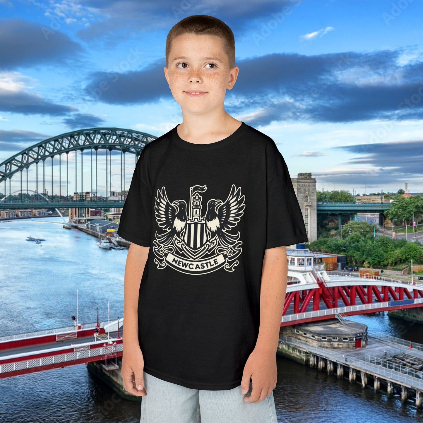 Newcastle United B&W Crest Kids Tee