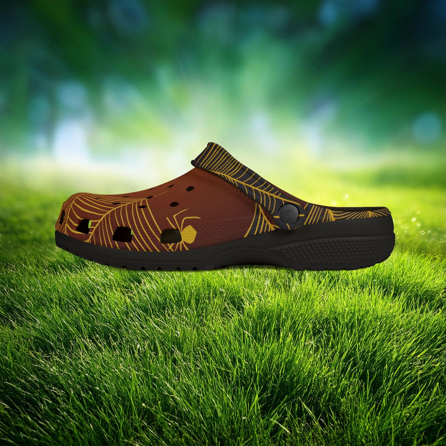 Orange Spider Web Foam Clogs