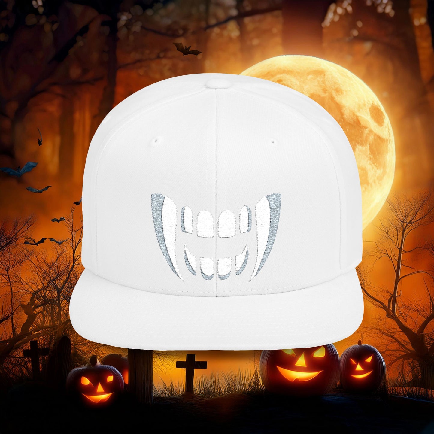 Vampire Teeth Flat Bill Snapback