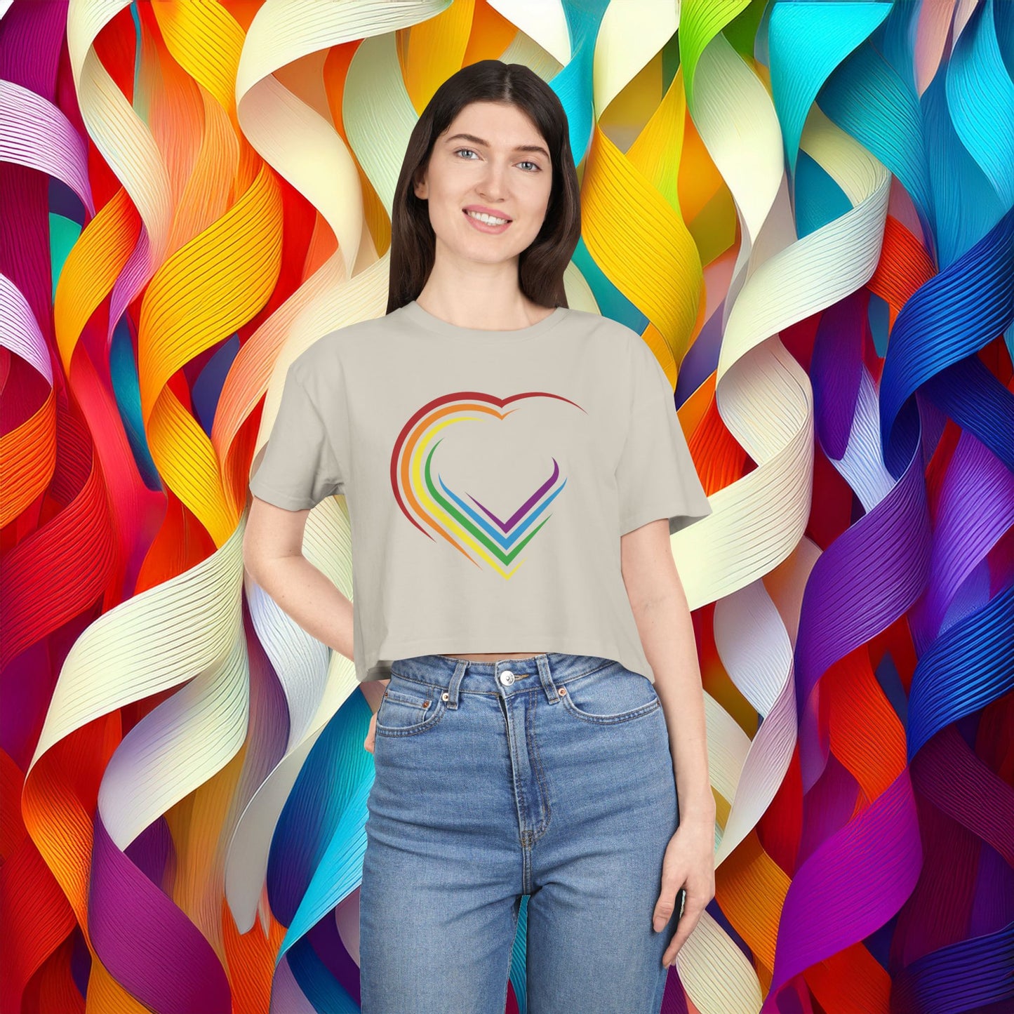Rainbow Heart Women's Crop Tee