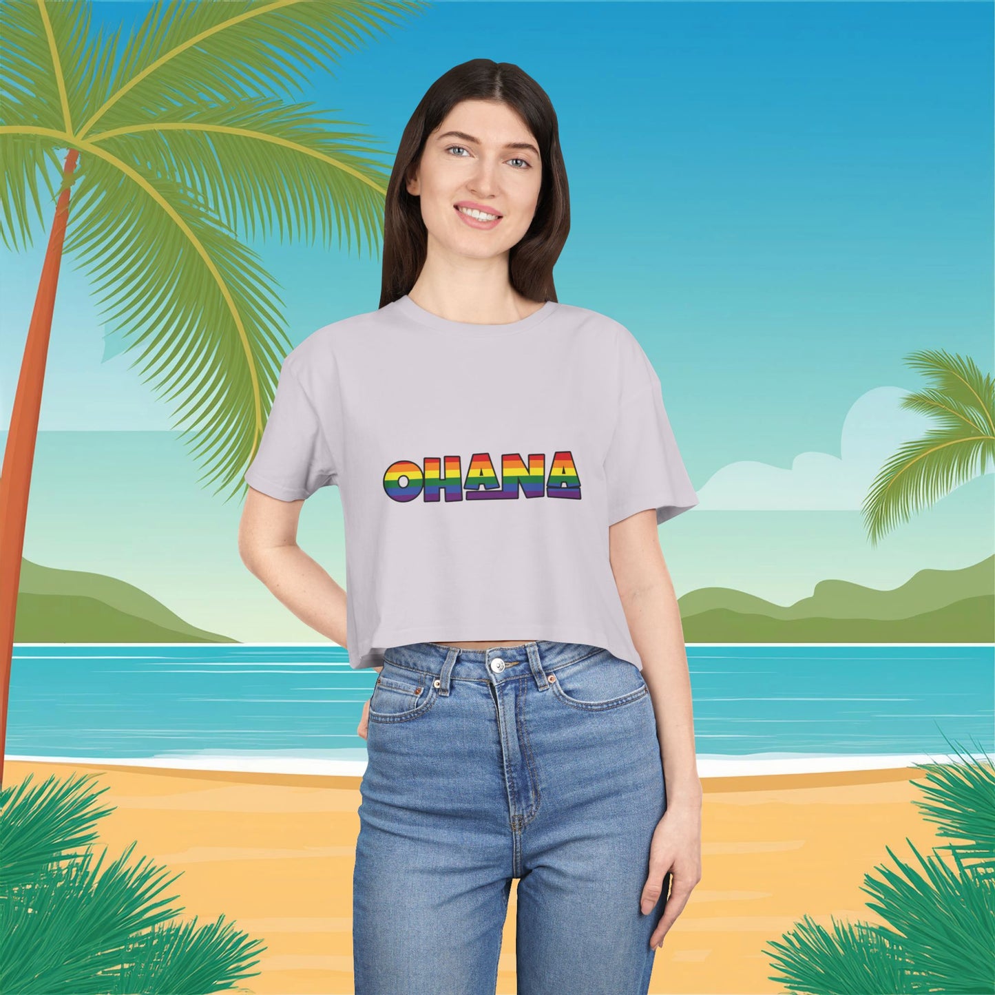 Rainbow Ohana Women's Crop Tee