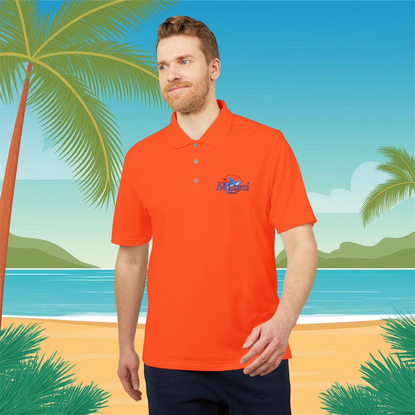 Miami Leaping Marlin adidas Performance Polo