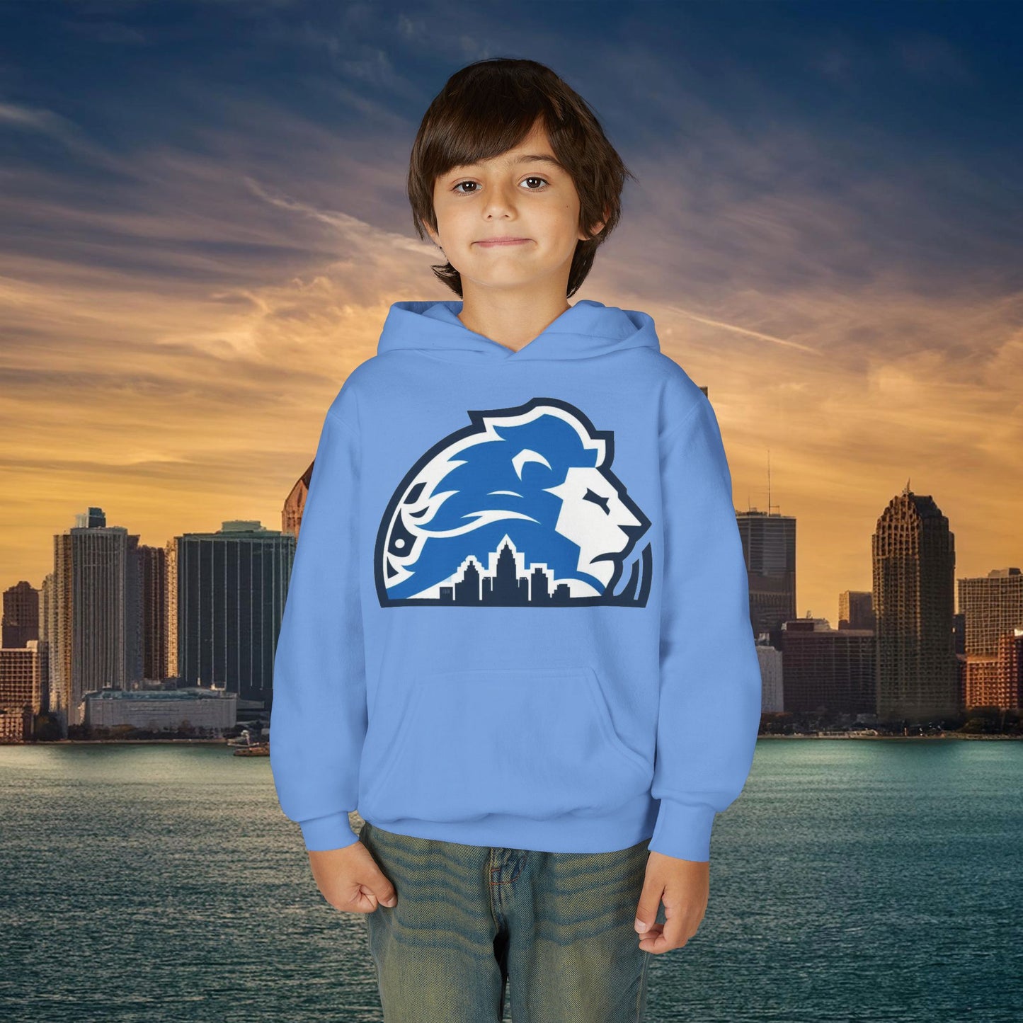 Detroit Football Skyline Youth Hoodie