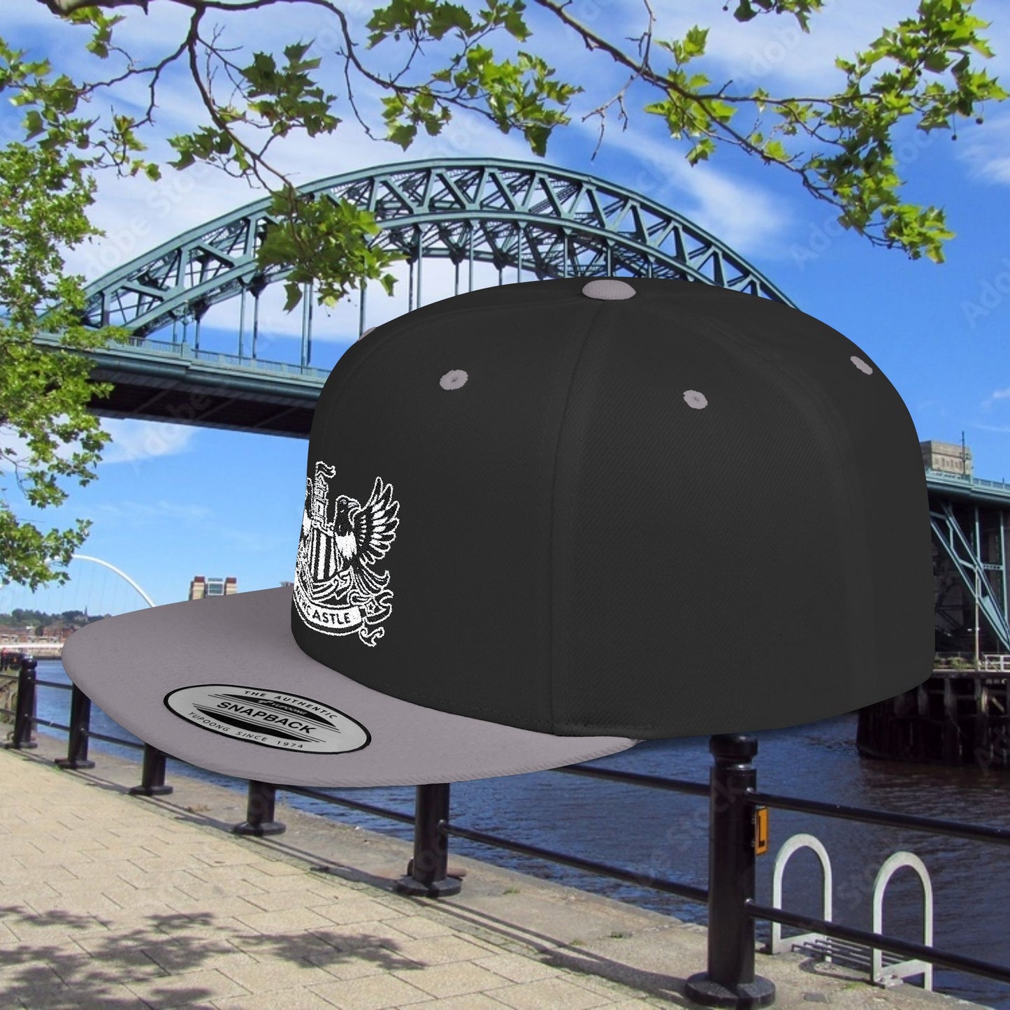 Newcastle United B&W Crest Flat Bill Snapback
