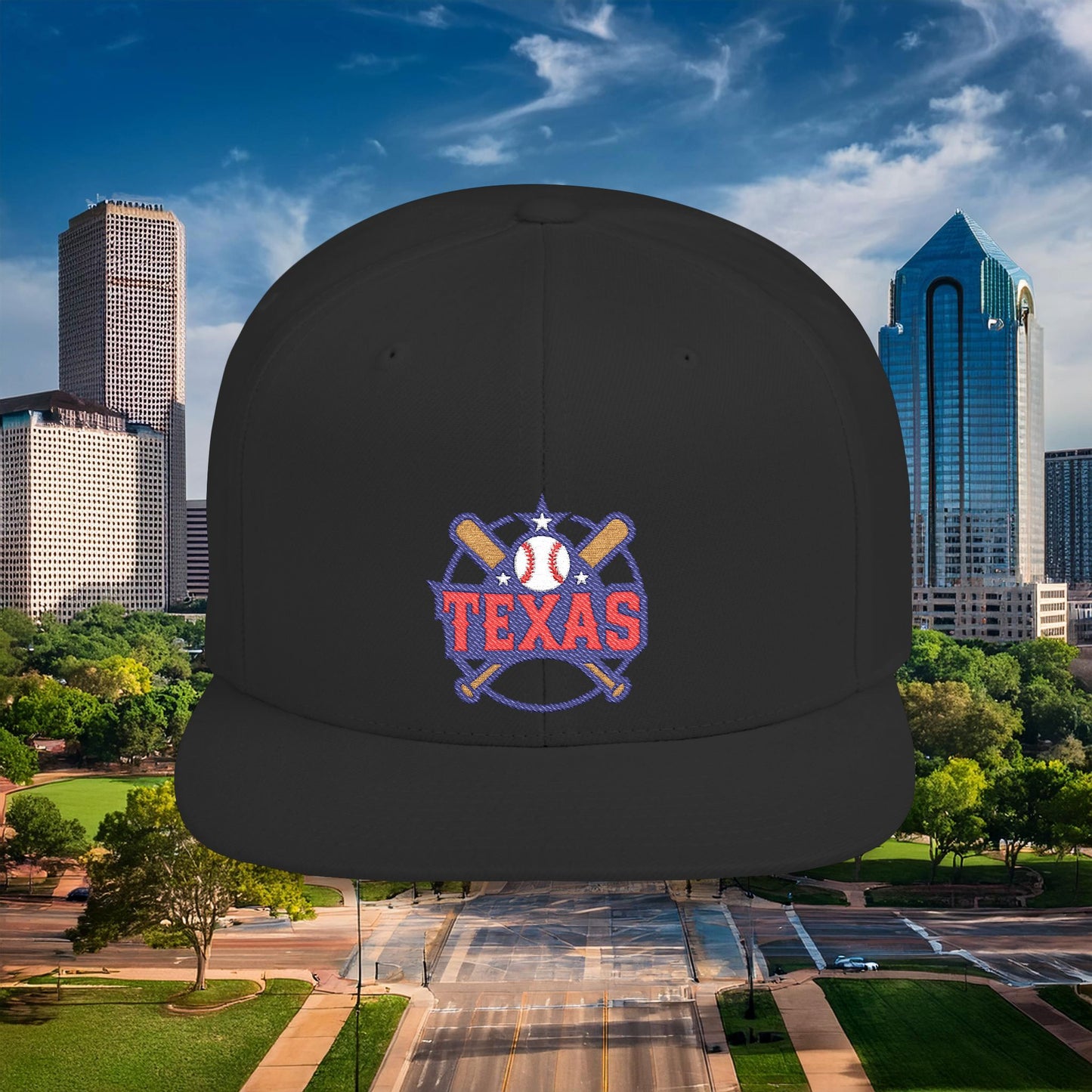 Texas Baseball Logo Flat Bill Snapback
