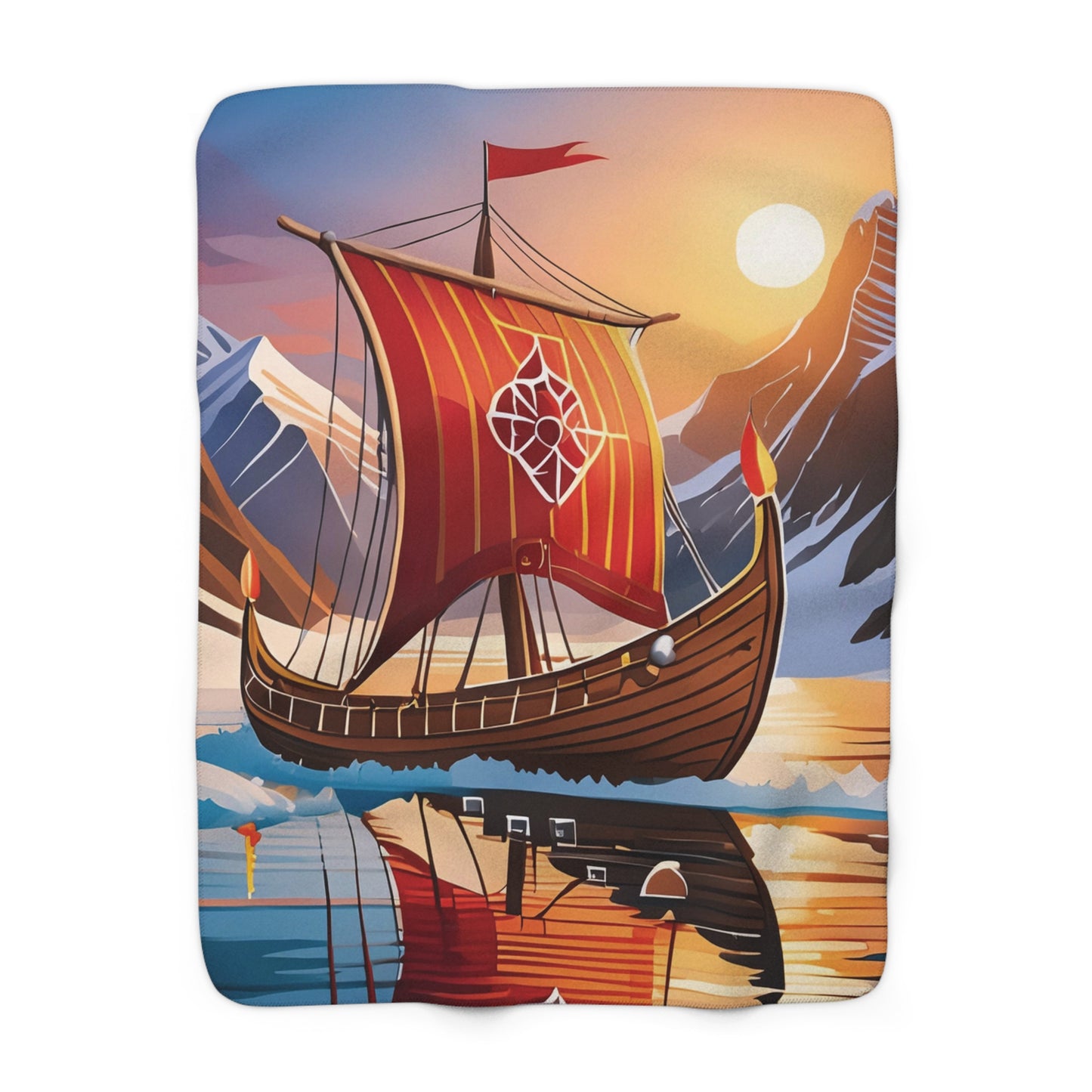 Viking Ship Sherpa Fleece Blanket