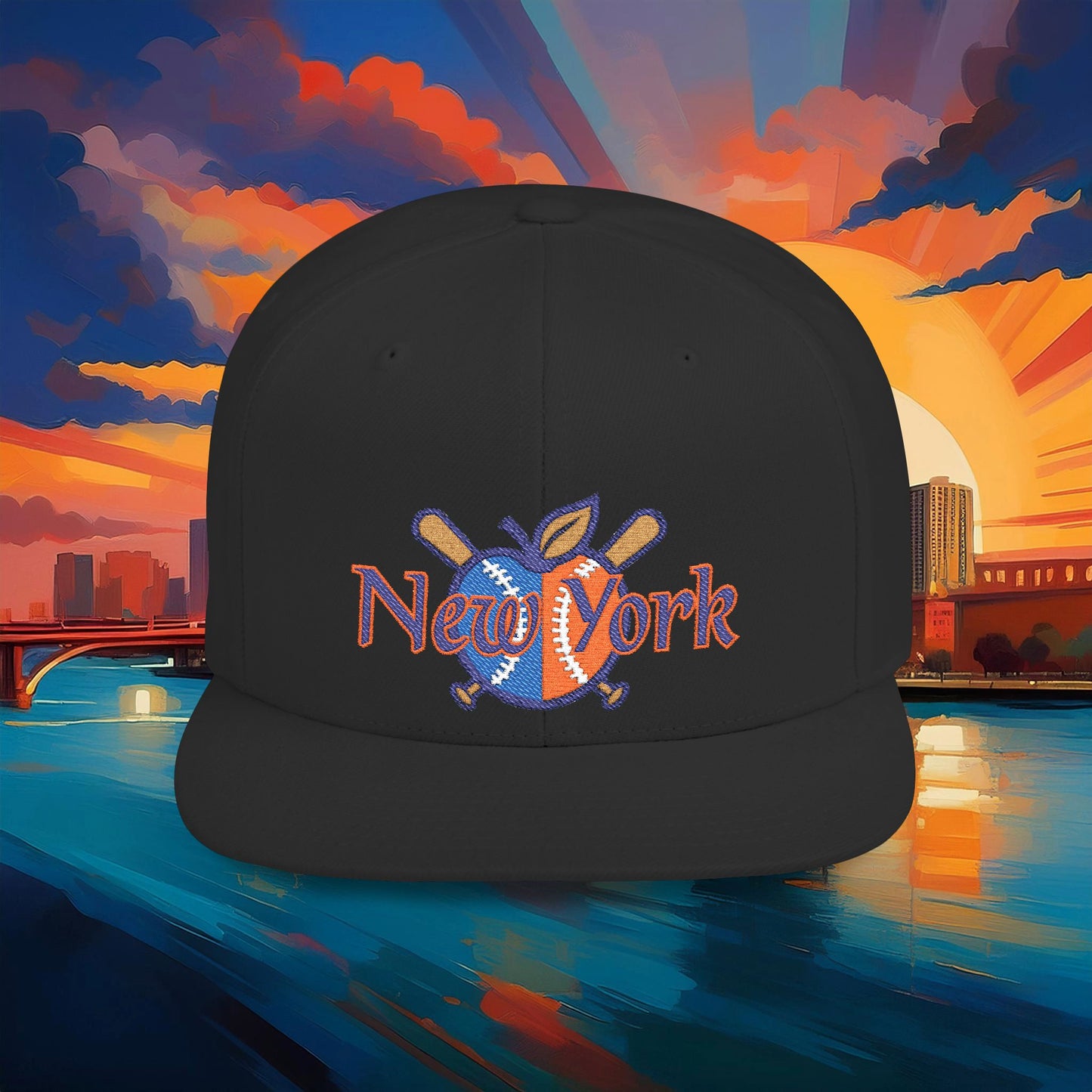 NY Baseball Big Apple Flat Bill Snapback