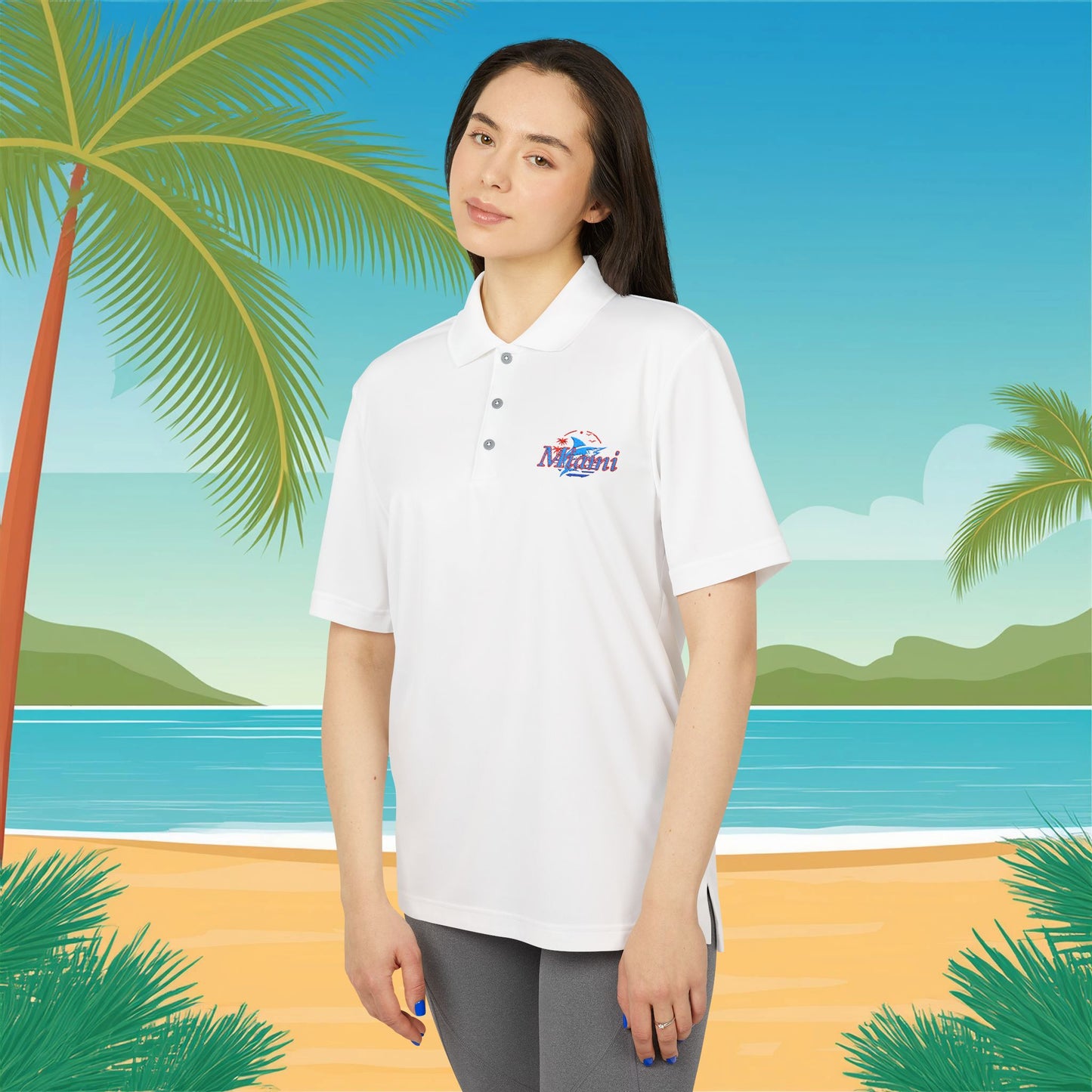 Miami Leaping Marlin adidas Performance Polo