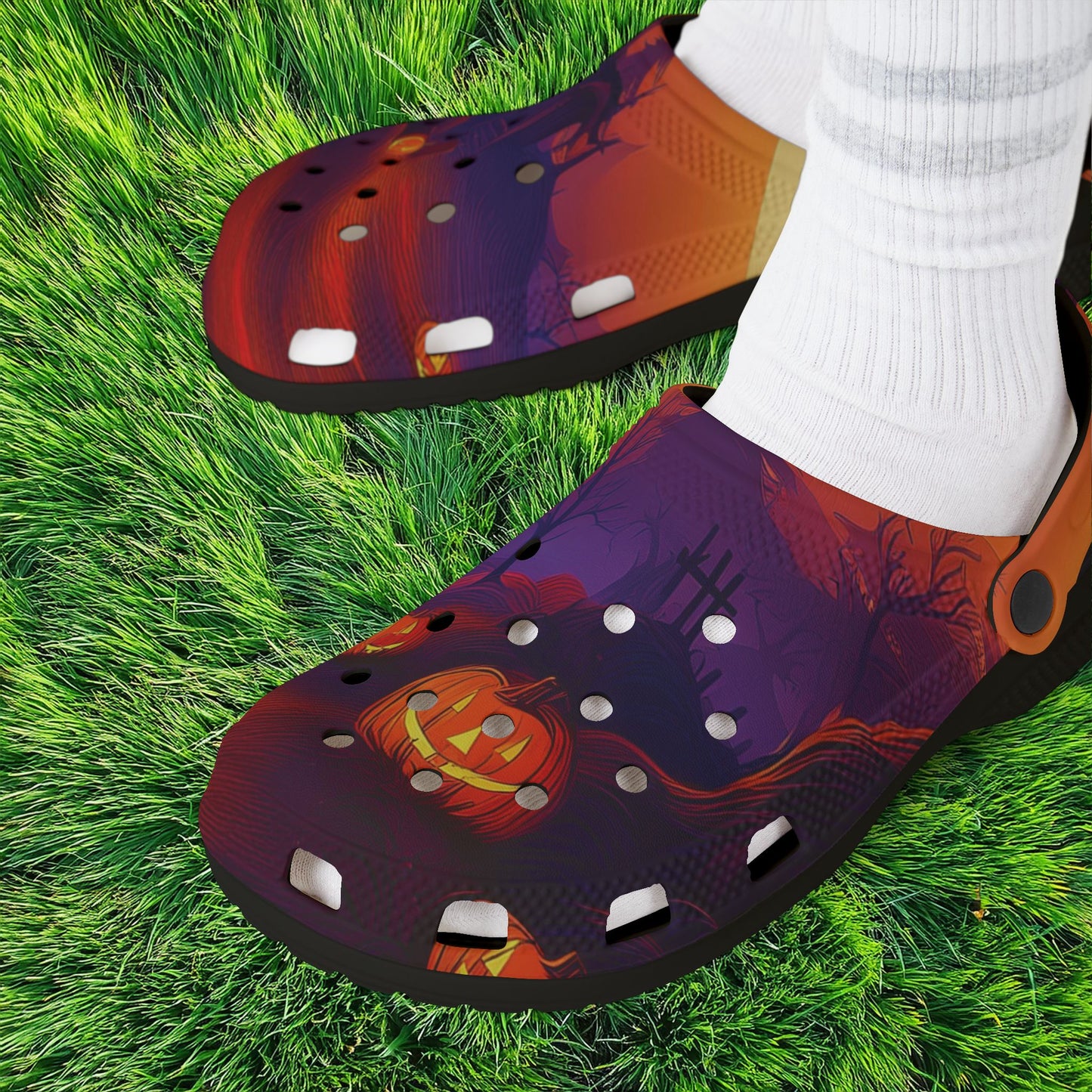 Jack-O'-Lantern Halloween Foam Clogs