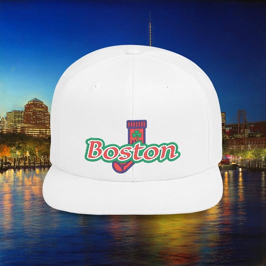 Boston Cable Knit Irish Sock Flat Bill Snapback