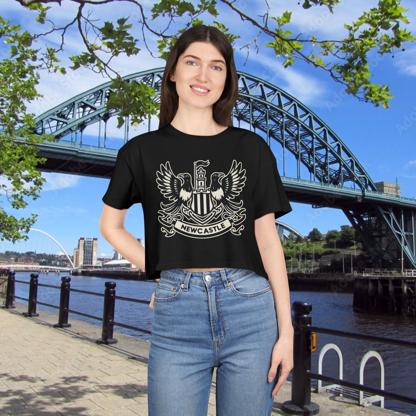 Newcastle United B&W Crest Women's Crop Tee