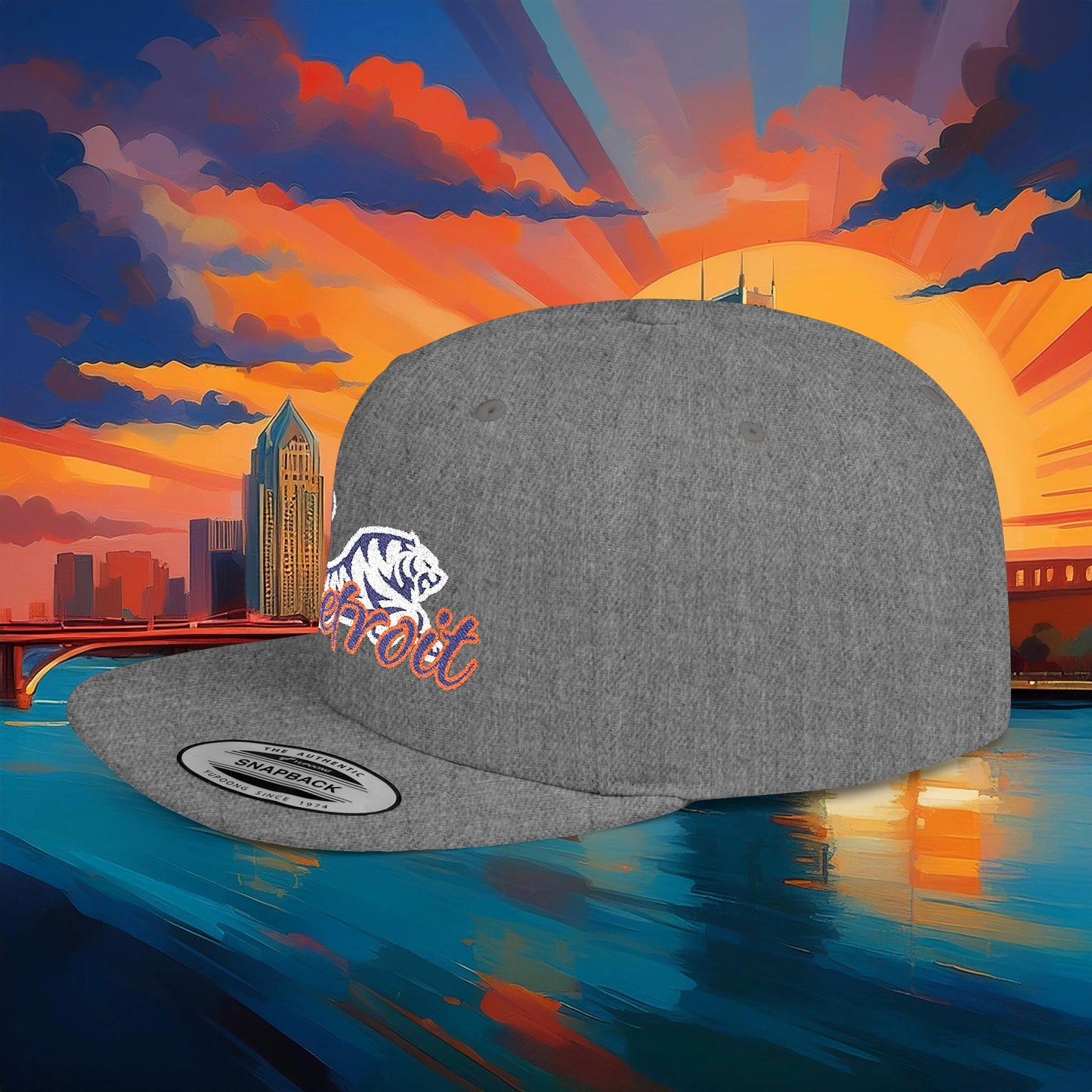 Detroit White Tiger Flat Bill Snapback