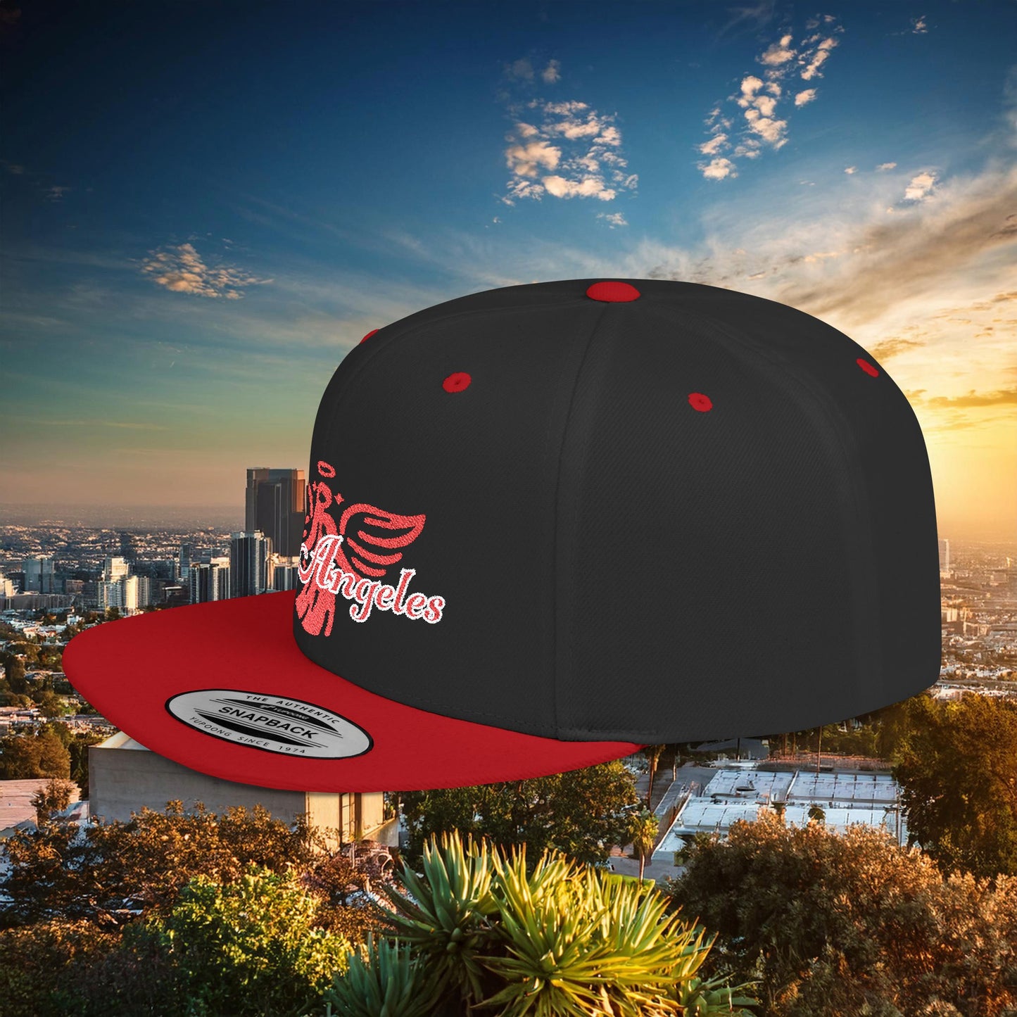 Los Angeles Red Angel Flat Bill Snapback