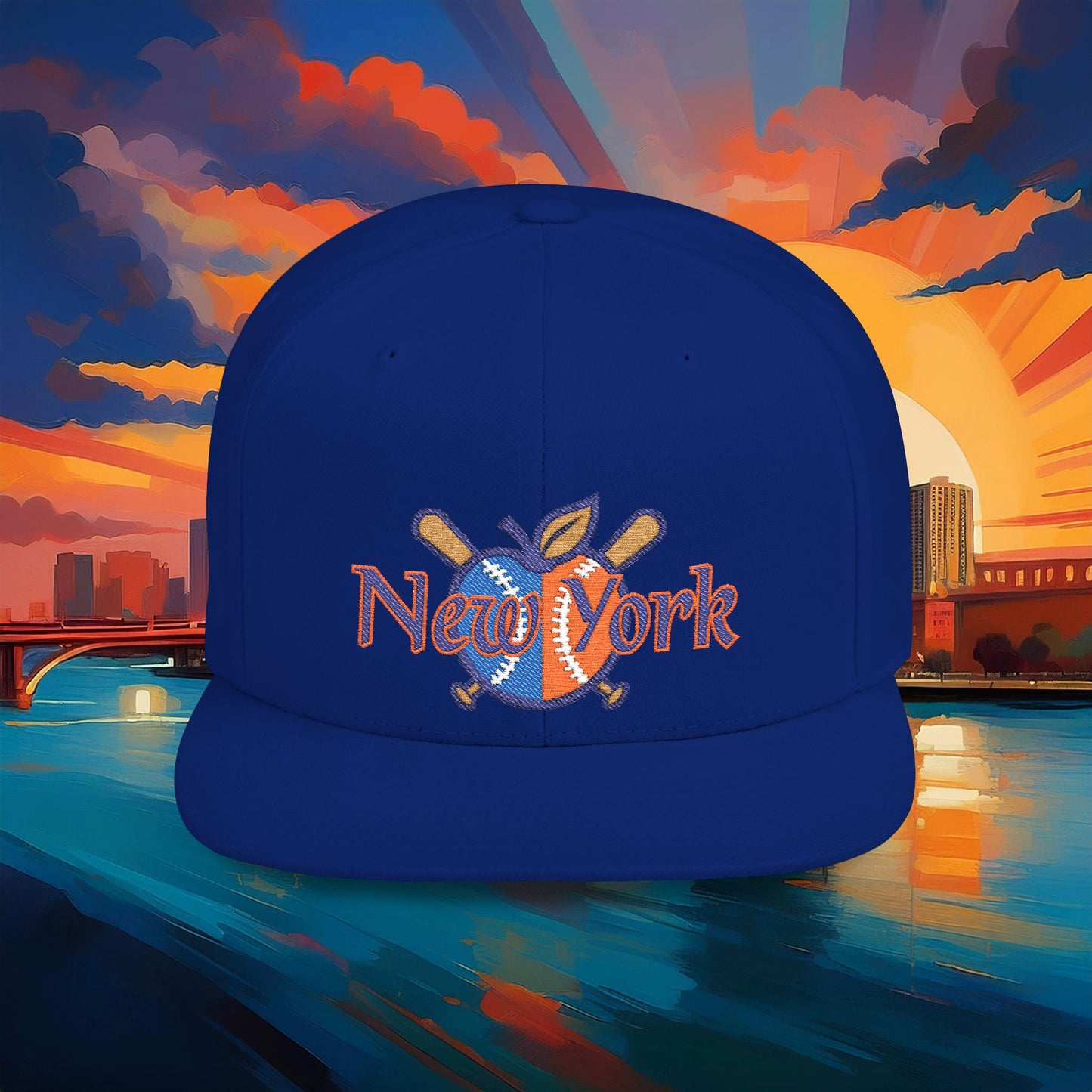 NY Baseball Big Apple Flat Bill Snapback