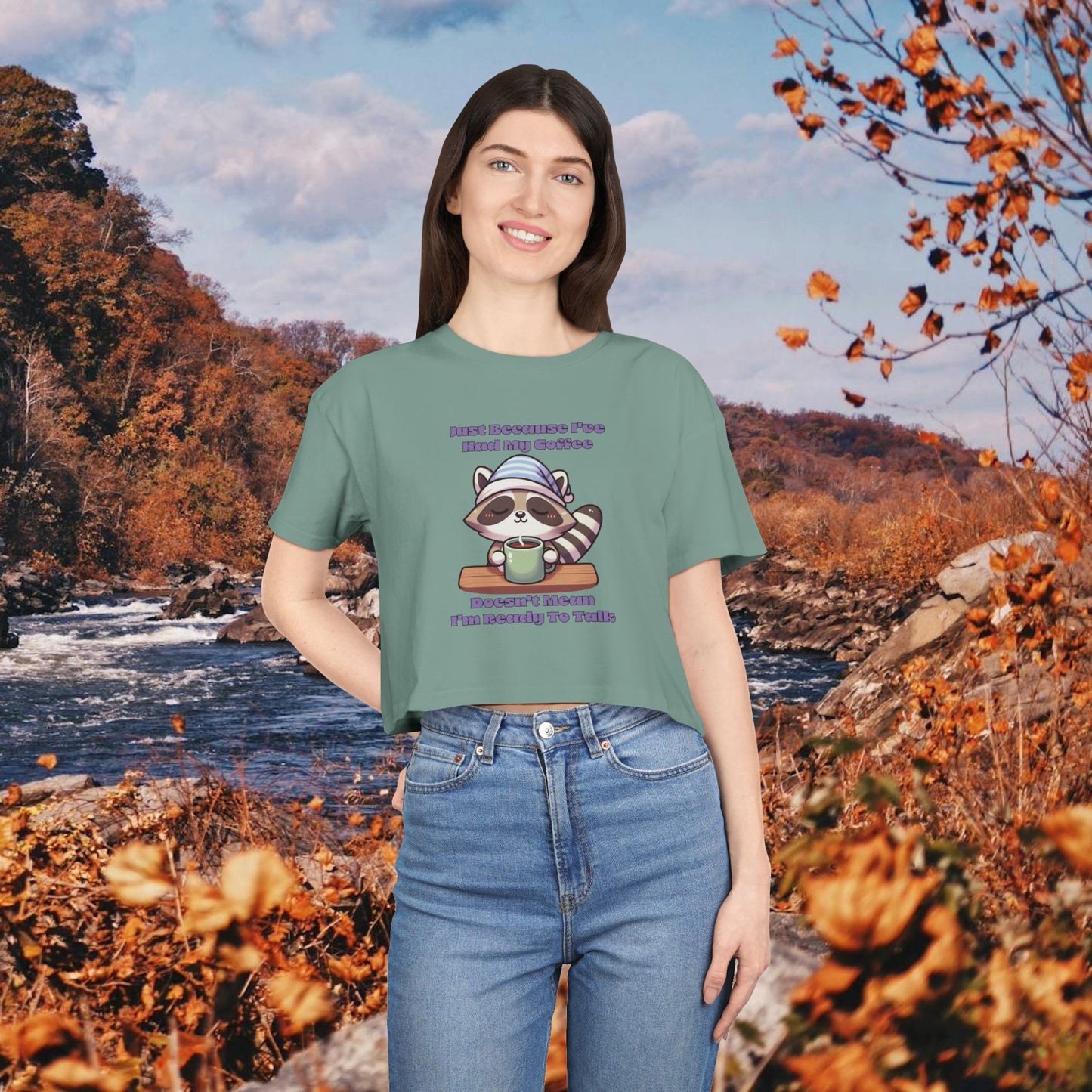 Raccoon Coffee Women's Crop Tee