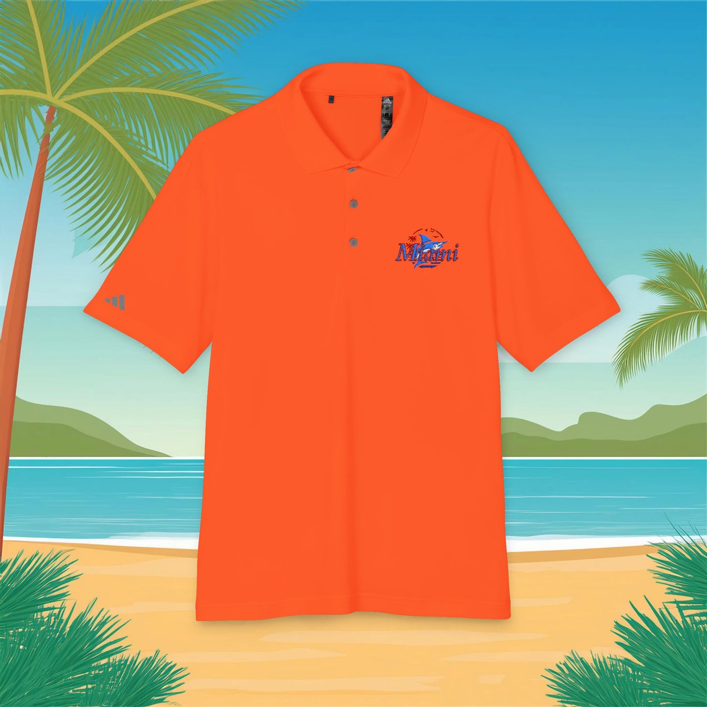 Miami Leaping Marlin adidas Performance Polo