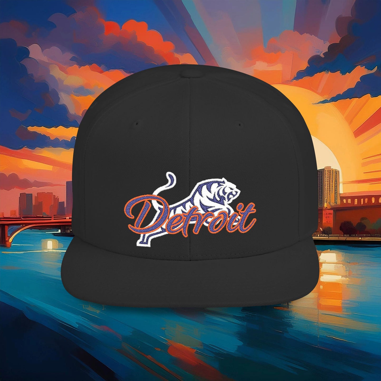 Detroit White Tiger Flat Bill Snapback