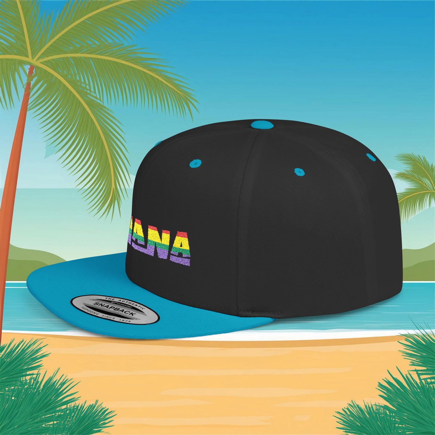 Rainbow Ohana Flat Bill Snapback