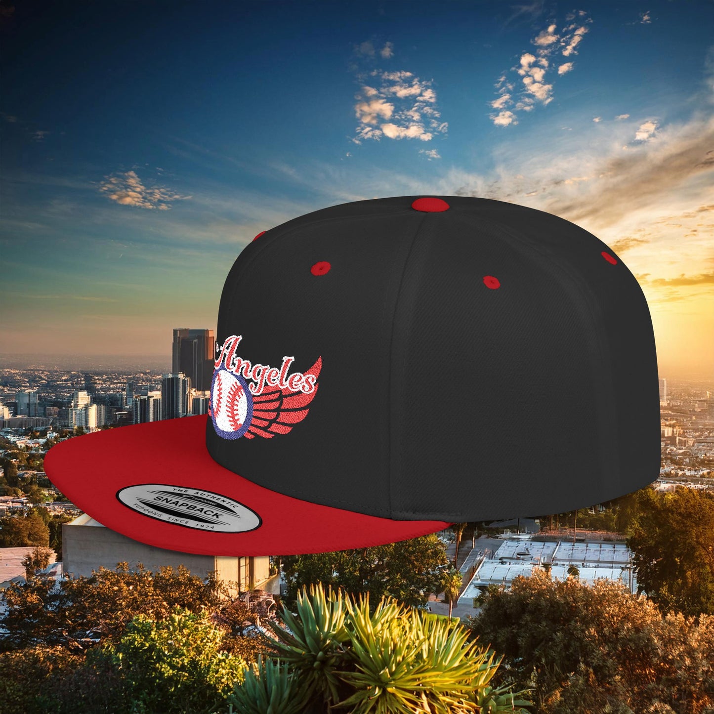LA Baseball Wings Flat Bill Snapback Hat
