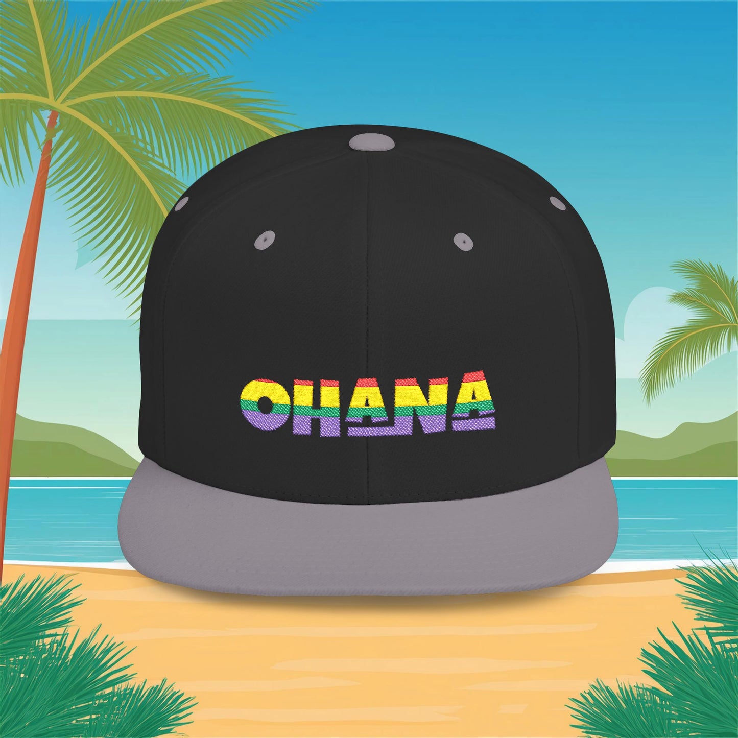 Rainbow Ohana Flat Bill Snapback