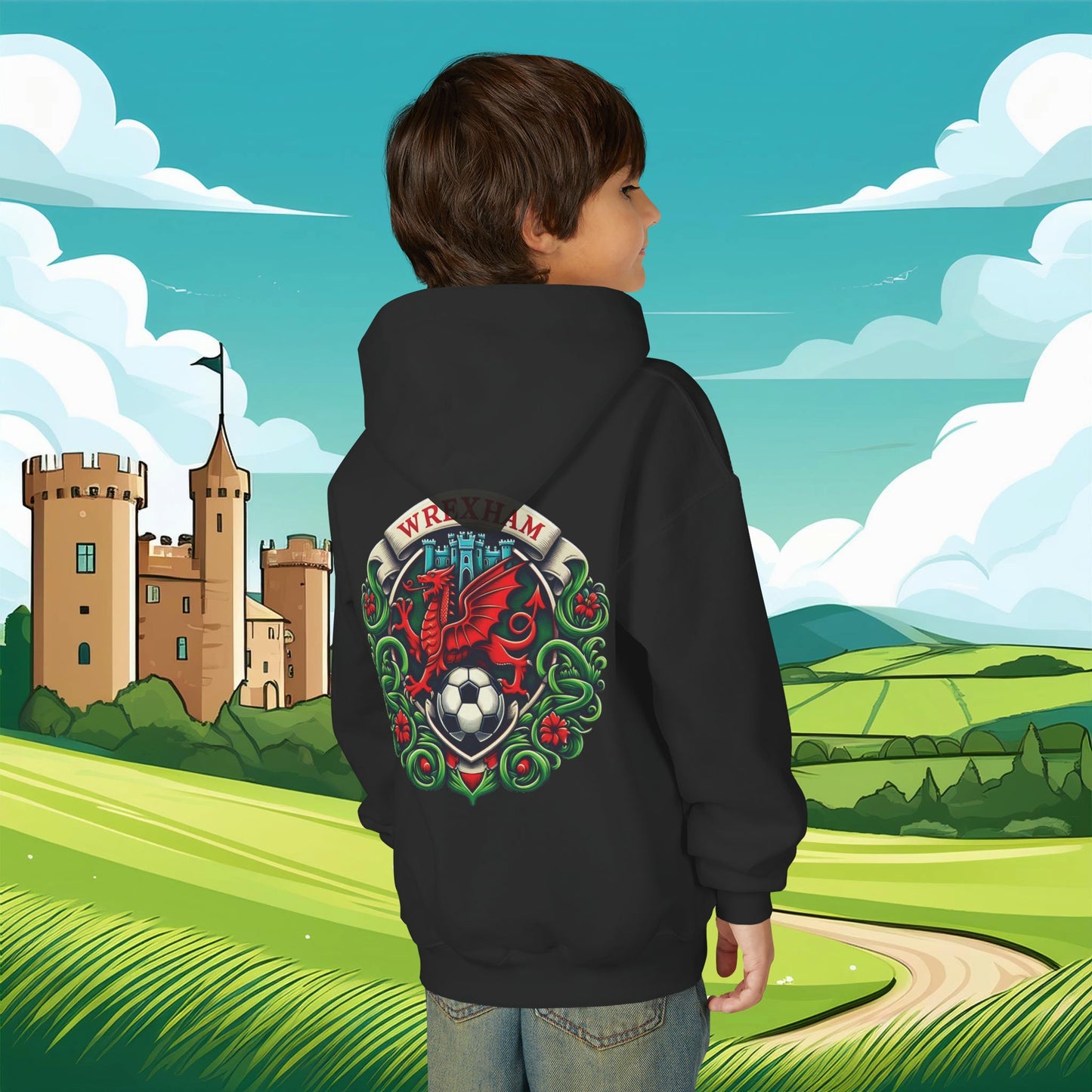 Wrexham Crest Dragon Youth Hoodie