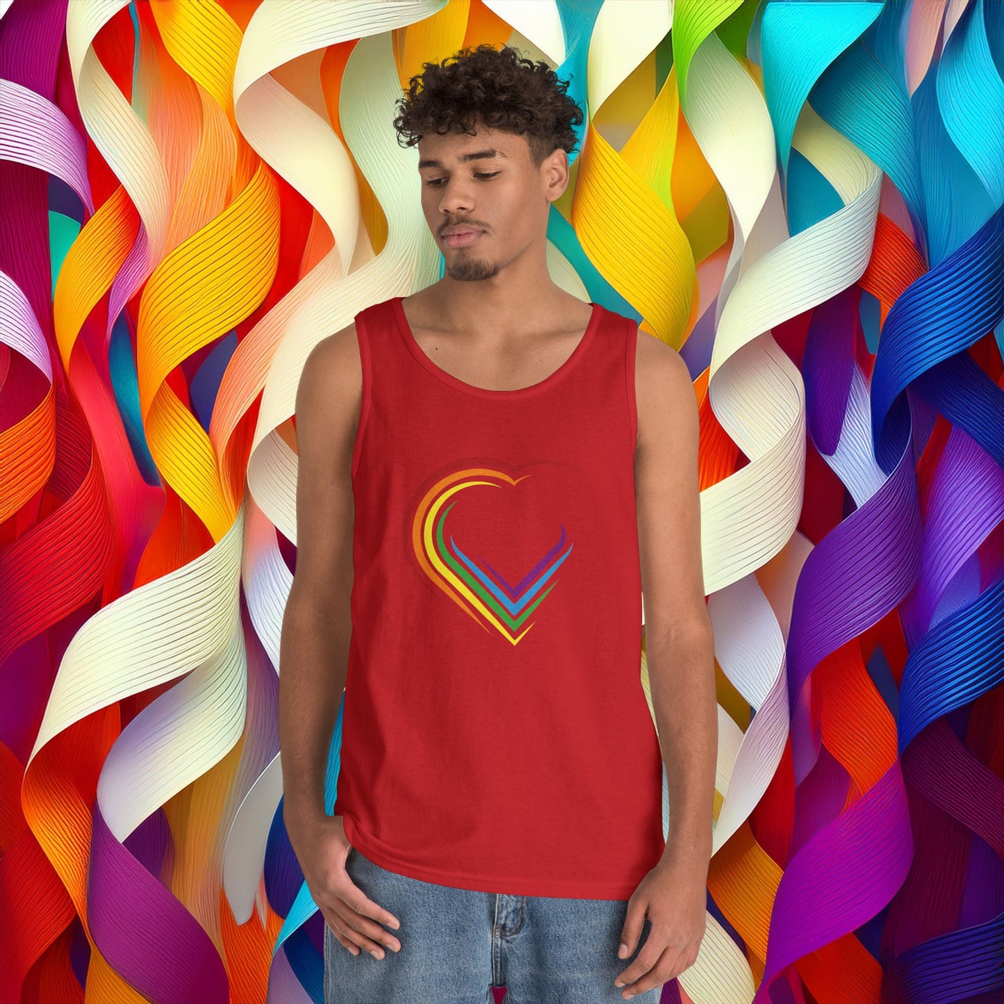 Rainbow Heart Unisex Tank Top