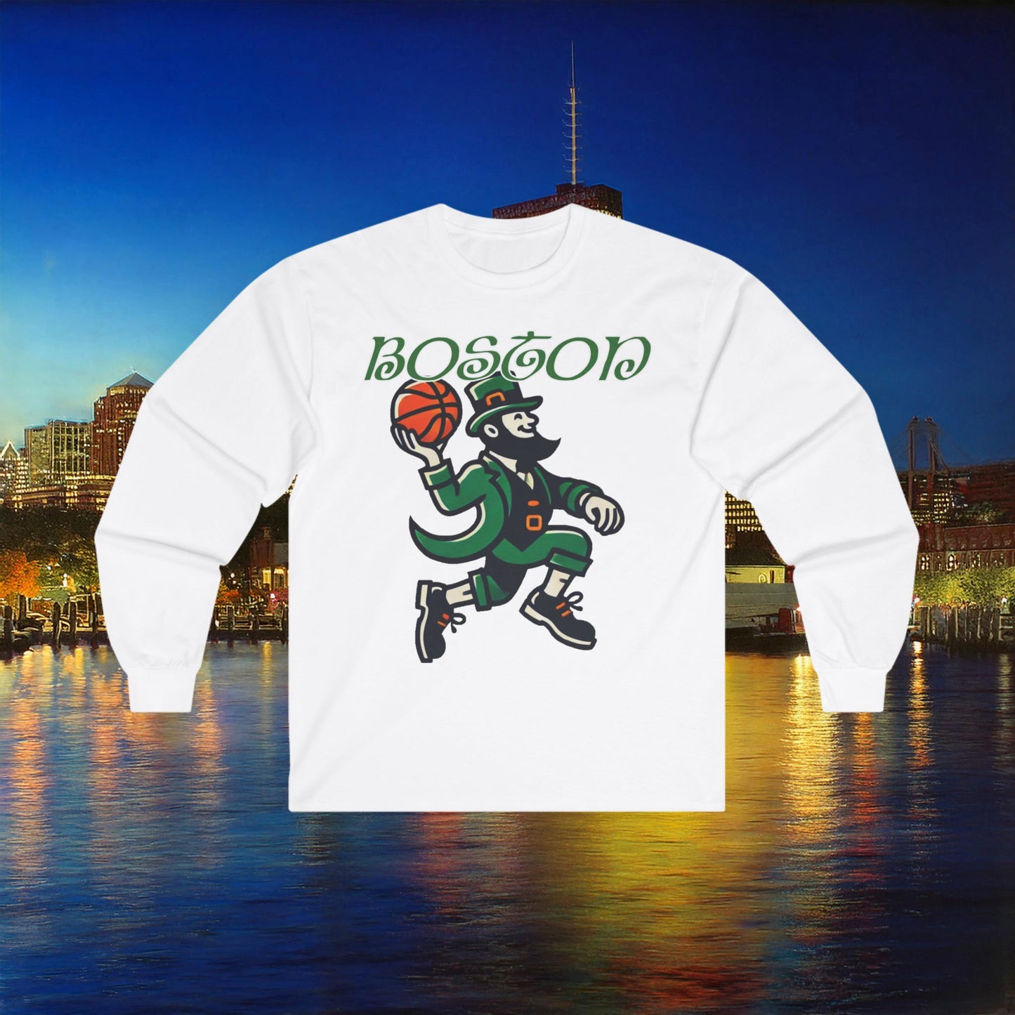 Boston Basketball Logo Long Sleeve Tee