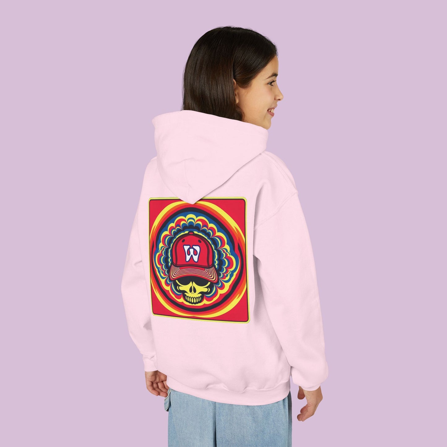 Psychedelic Funky W Skull Youth Hoodie