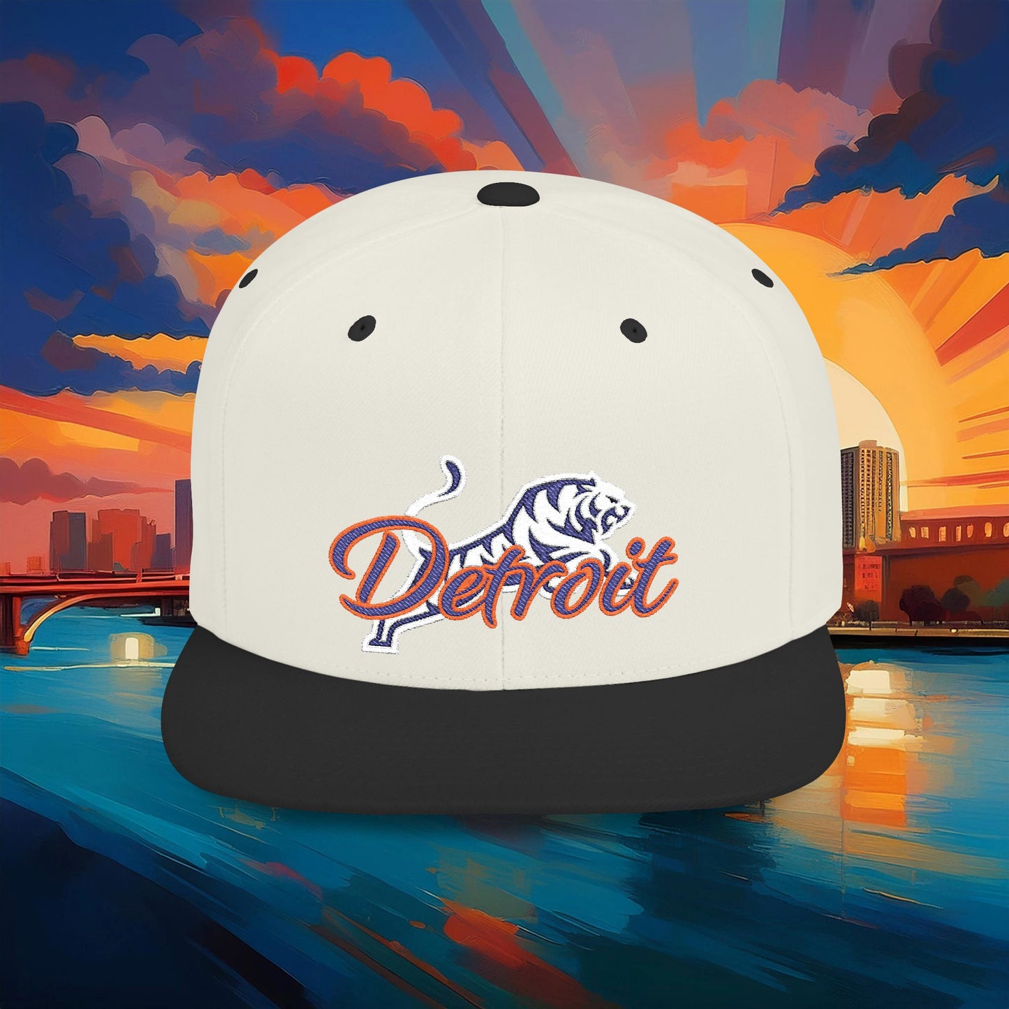 Detroit White Tiger Flat Bill Snapback