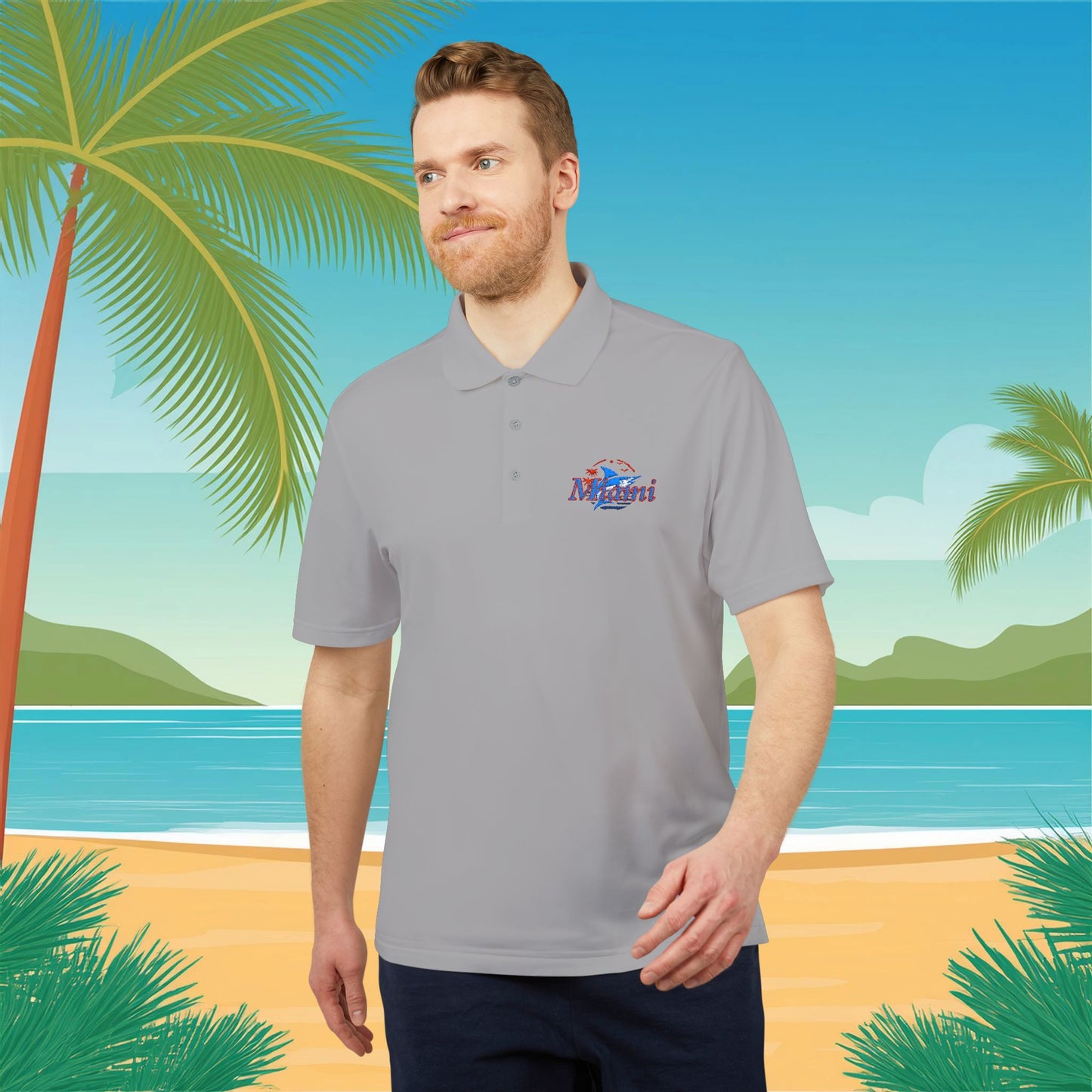 Miami Leaping Marlin adidas Performance Polo