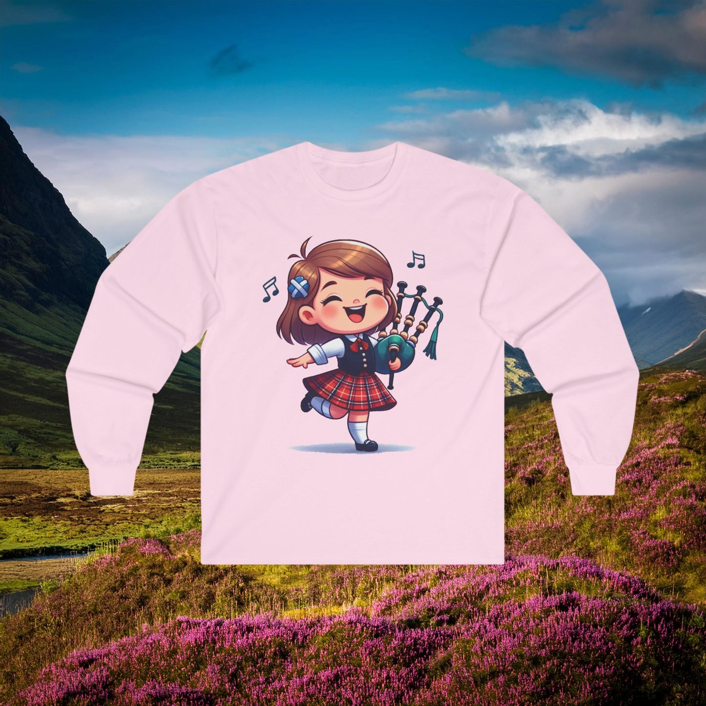 Scotland Piper Lassie Long Sleeve Tee