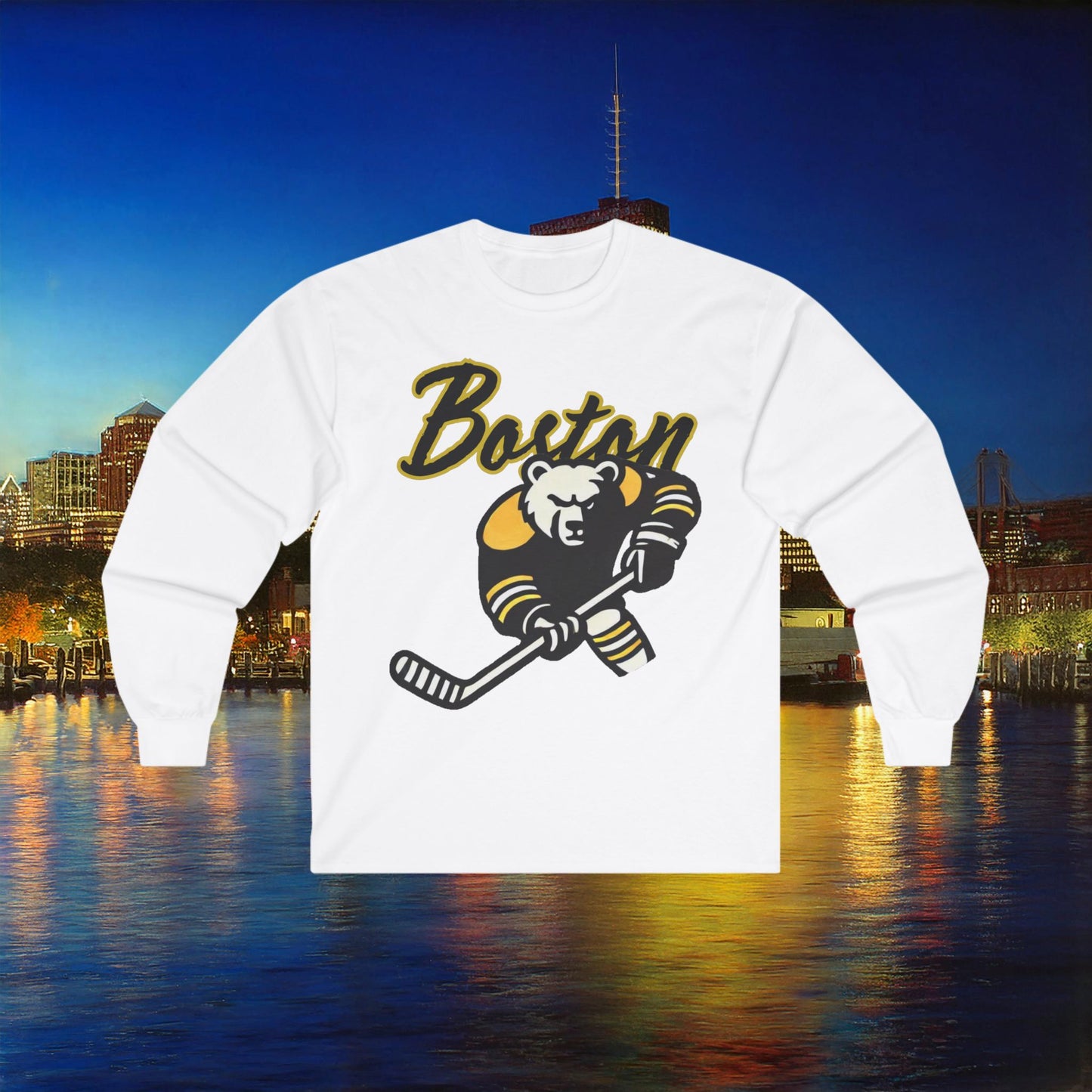 Boston Hockey Bear Long Sleeve Tee